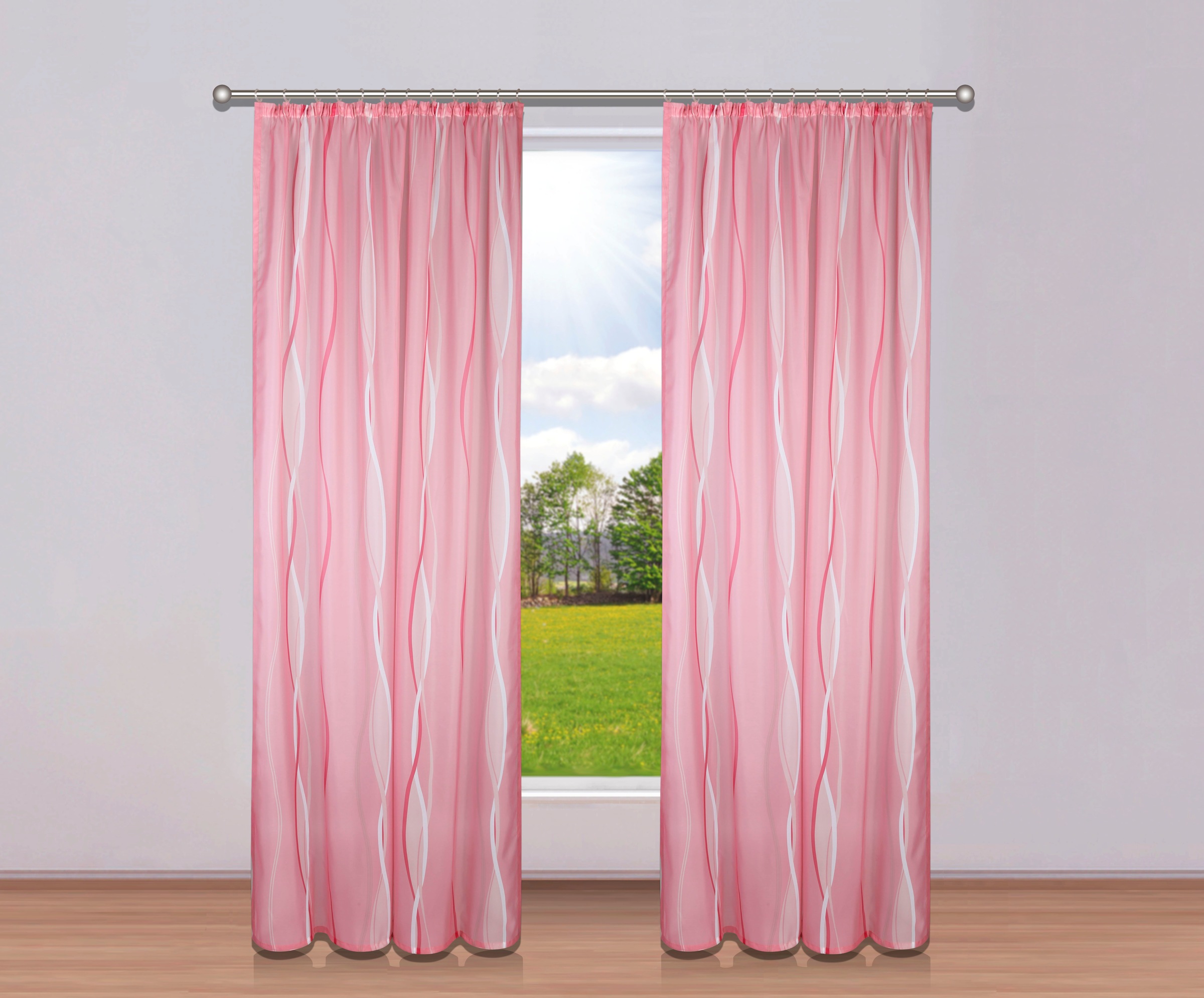 Image of GOODproduct Gardine "Dimona" Kräuselband 2 Stk. tlg. 2er-Set, transparent, Voile, Polyester