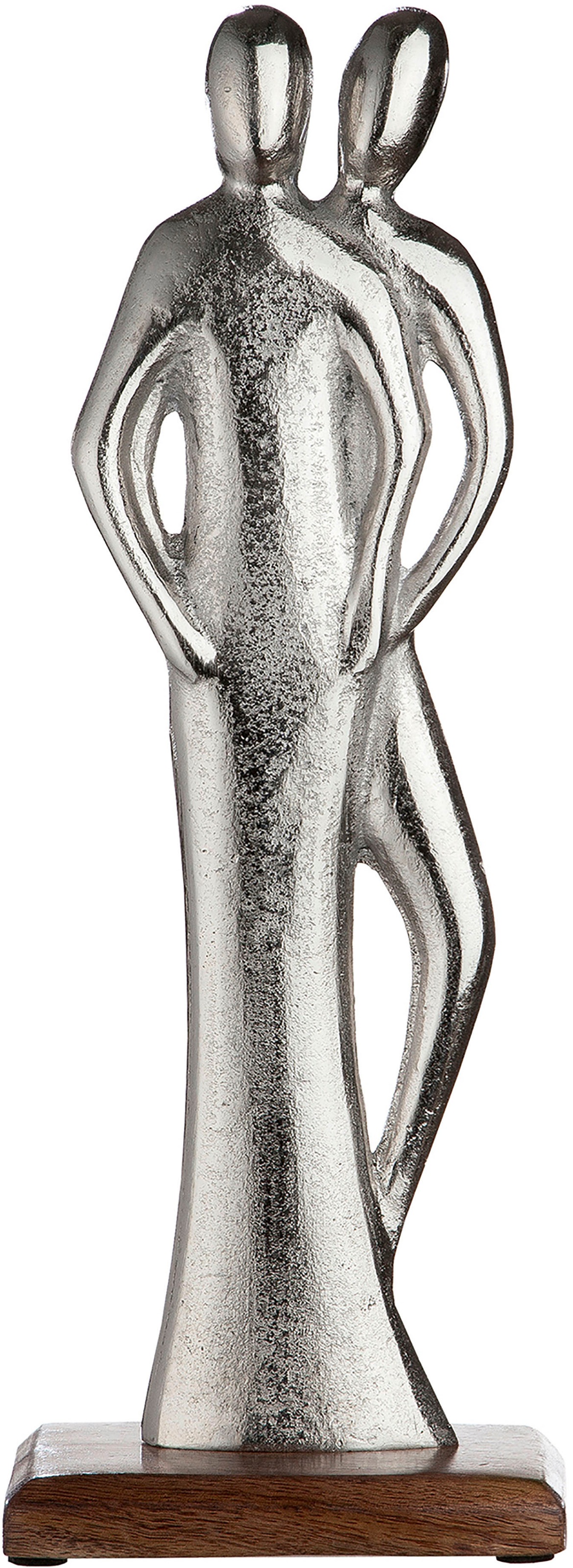 Image of GILDE Dekofigur »Skulptur Figura Miteinander, silberfarben«, (1 St.), Dekoobjekt, Höhe 41 cm, aus Metall, Sockel aus Holz, Wohnzimmer bei Ackermann Versand Schweiz