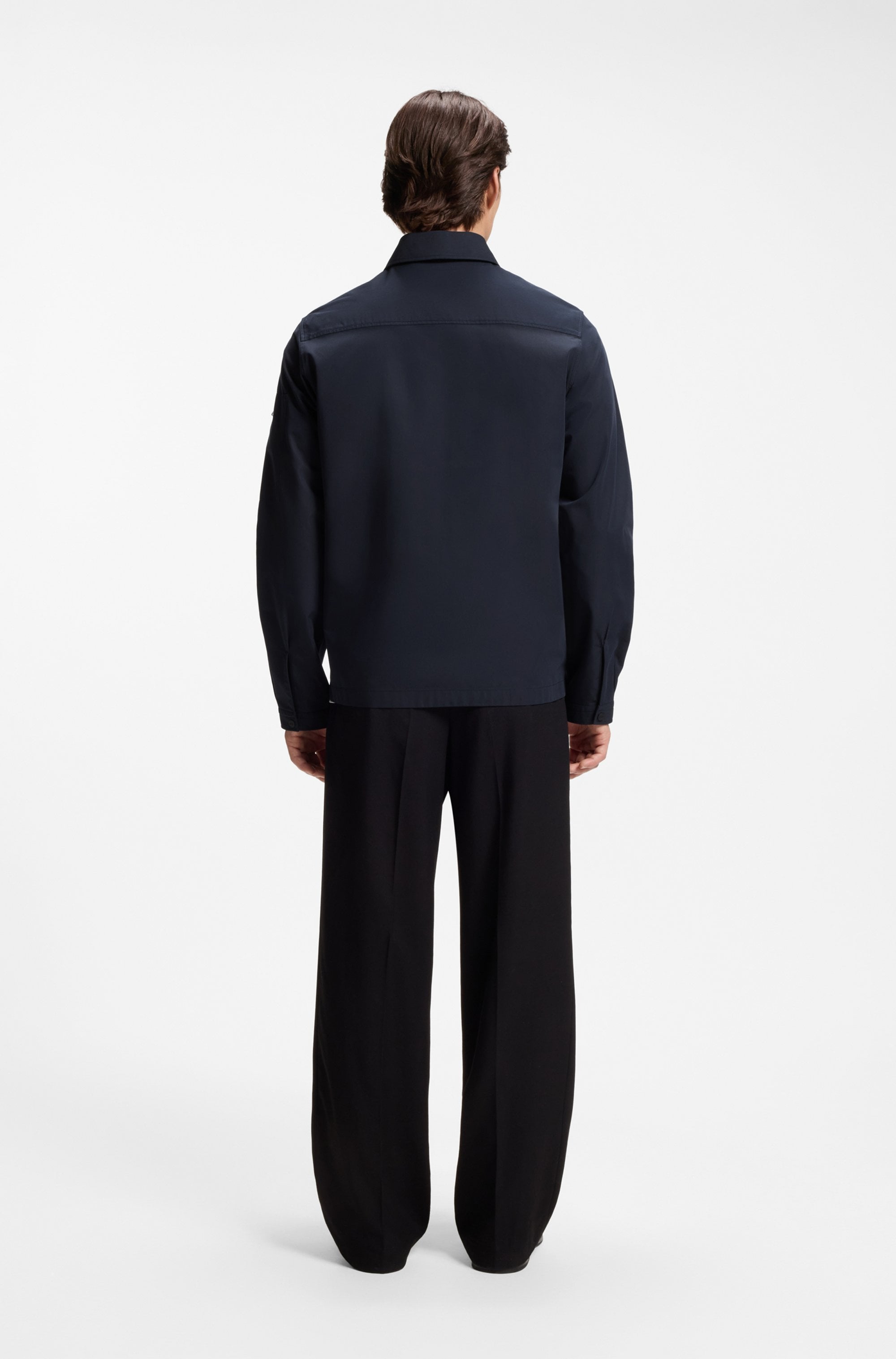 HUGO Chemise à manches longues »Emmond« coupe oversize, fermeture zippée bidirectionnelle, mélange de coton,