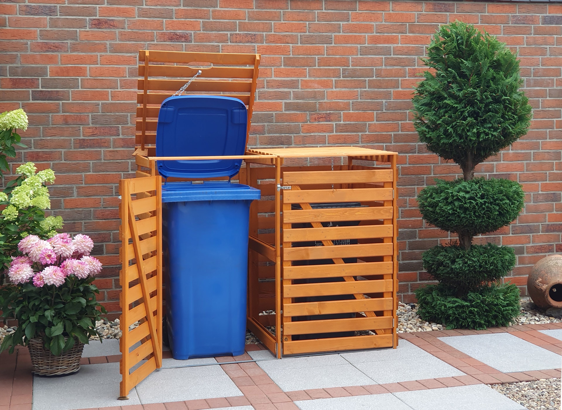 promadino Coffre à poubelles »Vario V« pour 2 x 240 l, brun