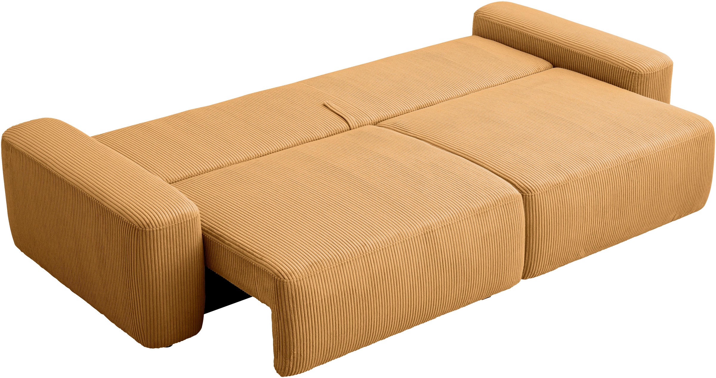 INOSIGN 3-Sitzer »TORGE (257cm), Sofa,Schlafsofa in Cord, Samtvelours, Struktur fein«, rundes Design, Schlaffunktion u. Bettkasten, Liegefläche: 135/200 cm