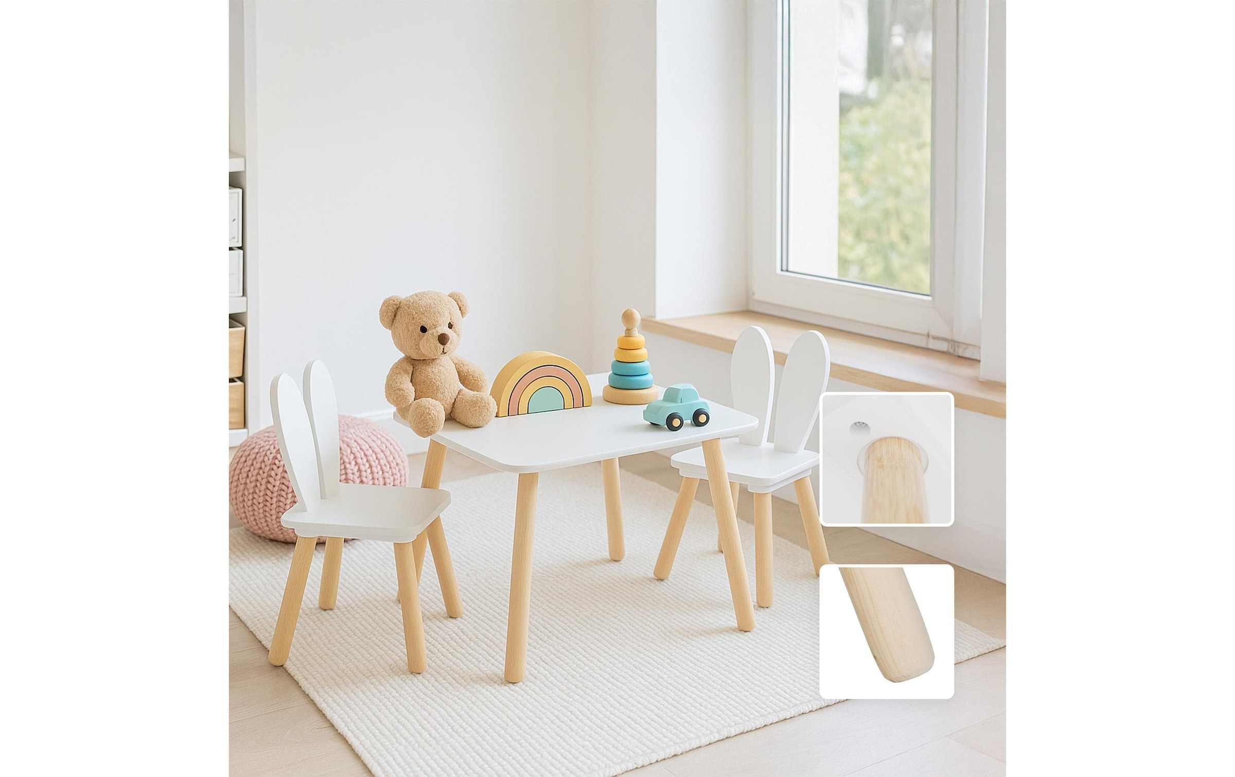 relaxdays Kindersitzgruppe »Kaninchenohren« Set, 3 tlg. tlg.