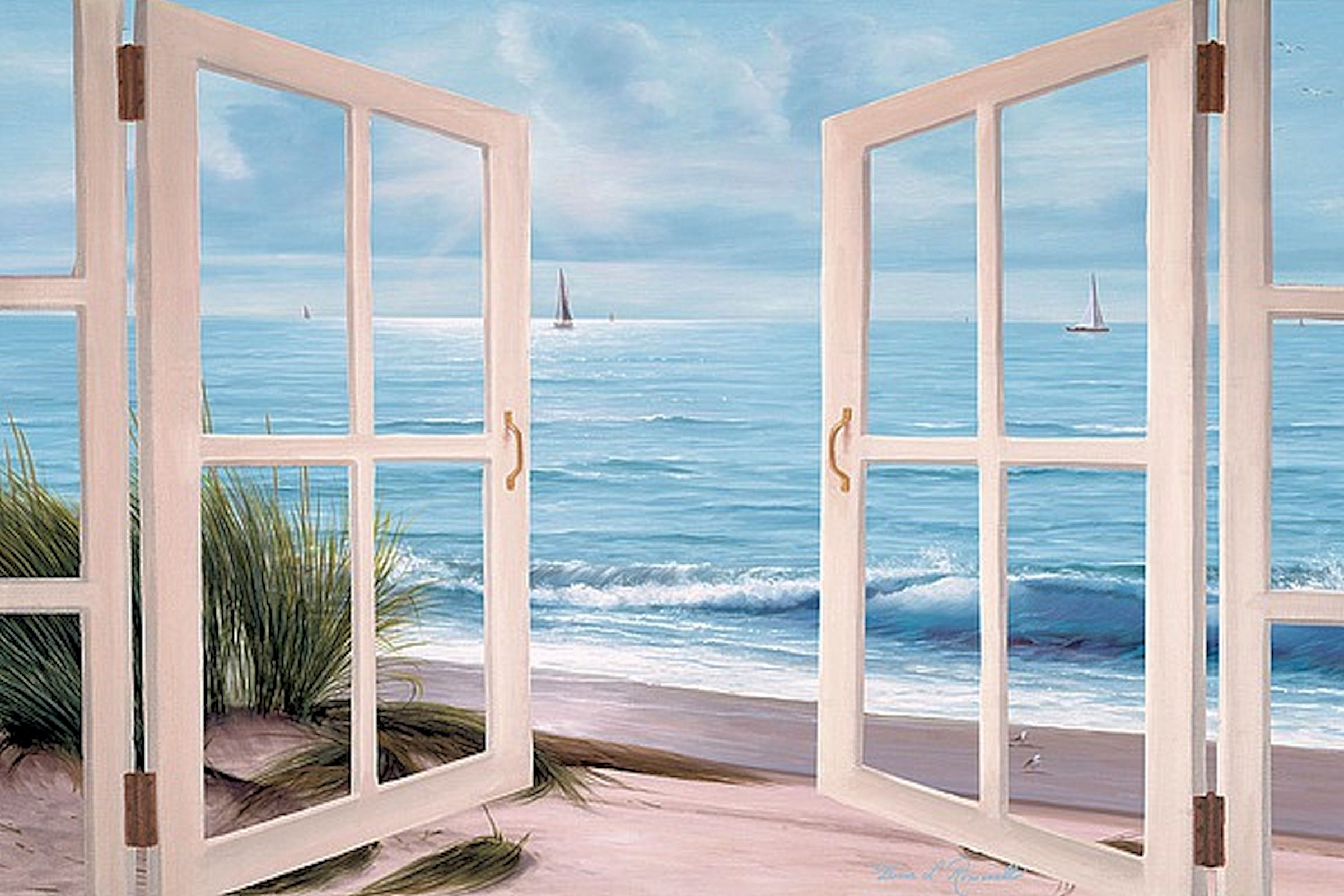 Image of Home affaire Leinwandbild »D. ROMANELLO / Strandläufer vor dem Fenster«, (1 St.) bei Ackermann Versand Schweiz