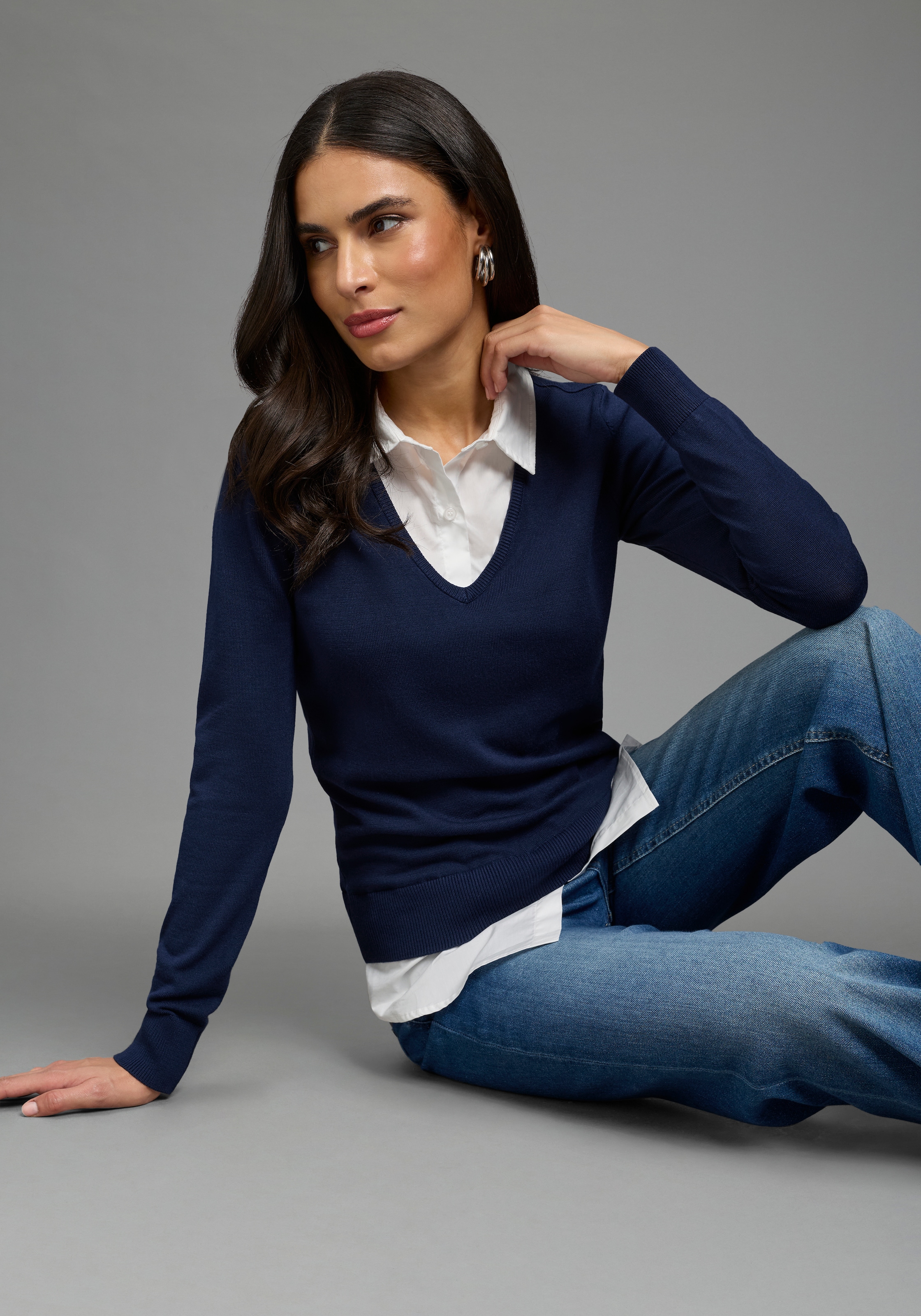 Image of Laura Scott 2-in-1-Pullover "mit Bluseneinsatz" aus angenehmer Viskosemischung