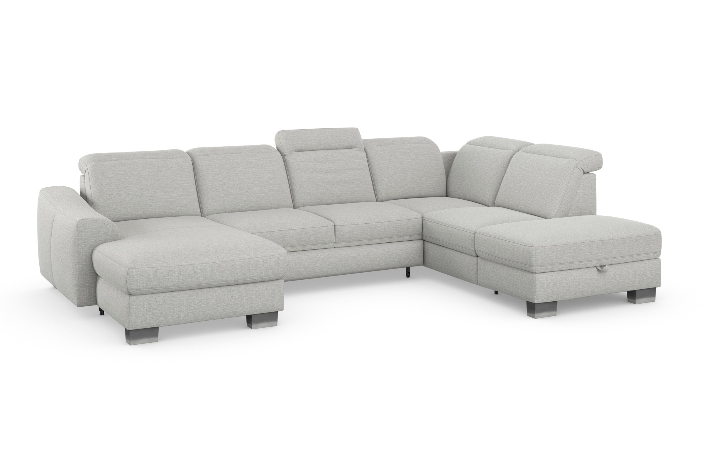 sit&more Wohnlandschaft »Dundee U-Form«, mit Federkern und Edelstahlfüssen, wahlweise mit Kopfteilverstellung