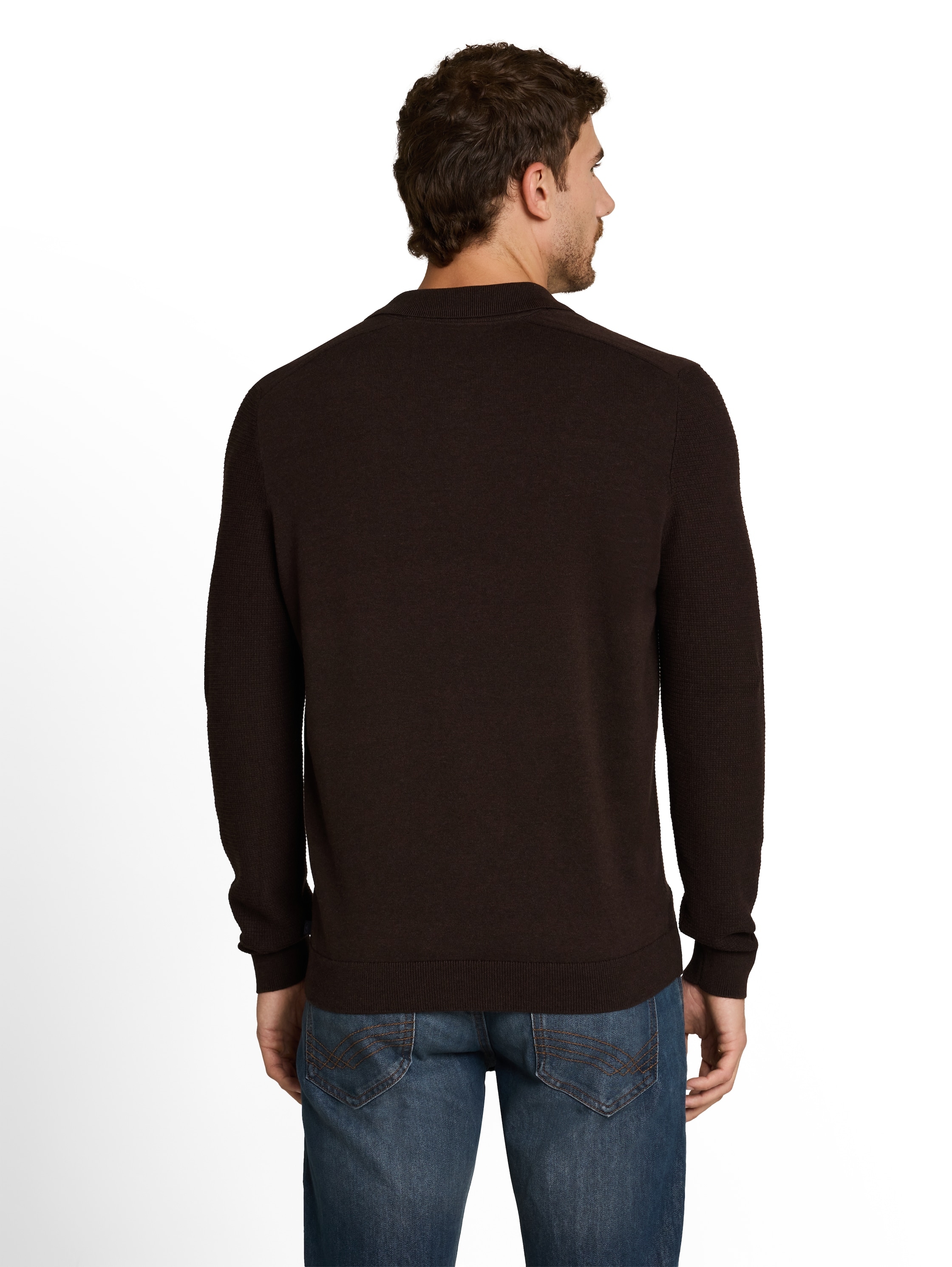 TOM TAILOR Pull à col polo uni / coton pur