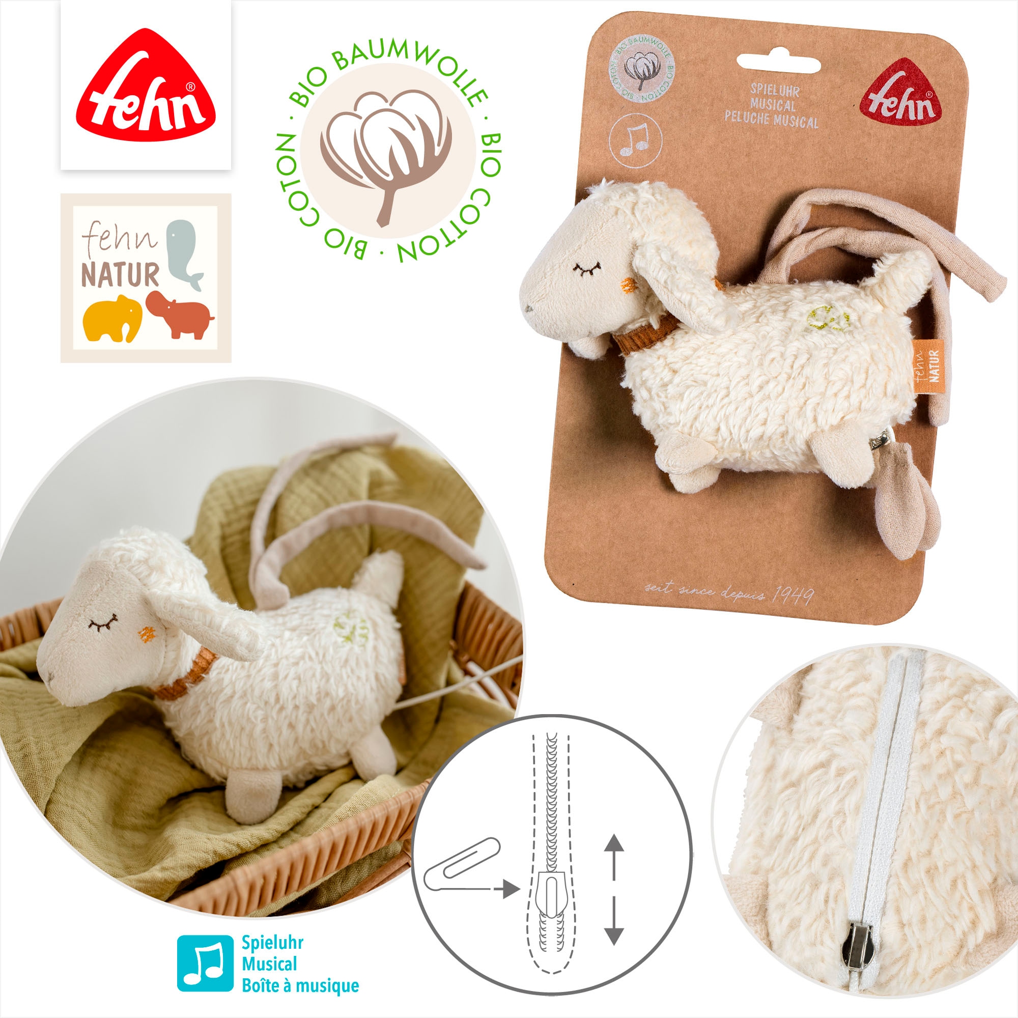 Fehn Boîte à musique »fehnNATUR, Mini-Spieluhr Schaf«