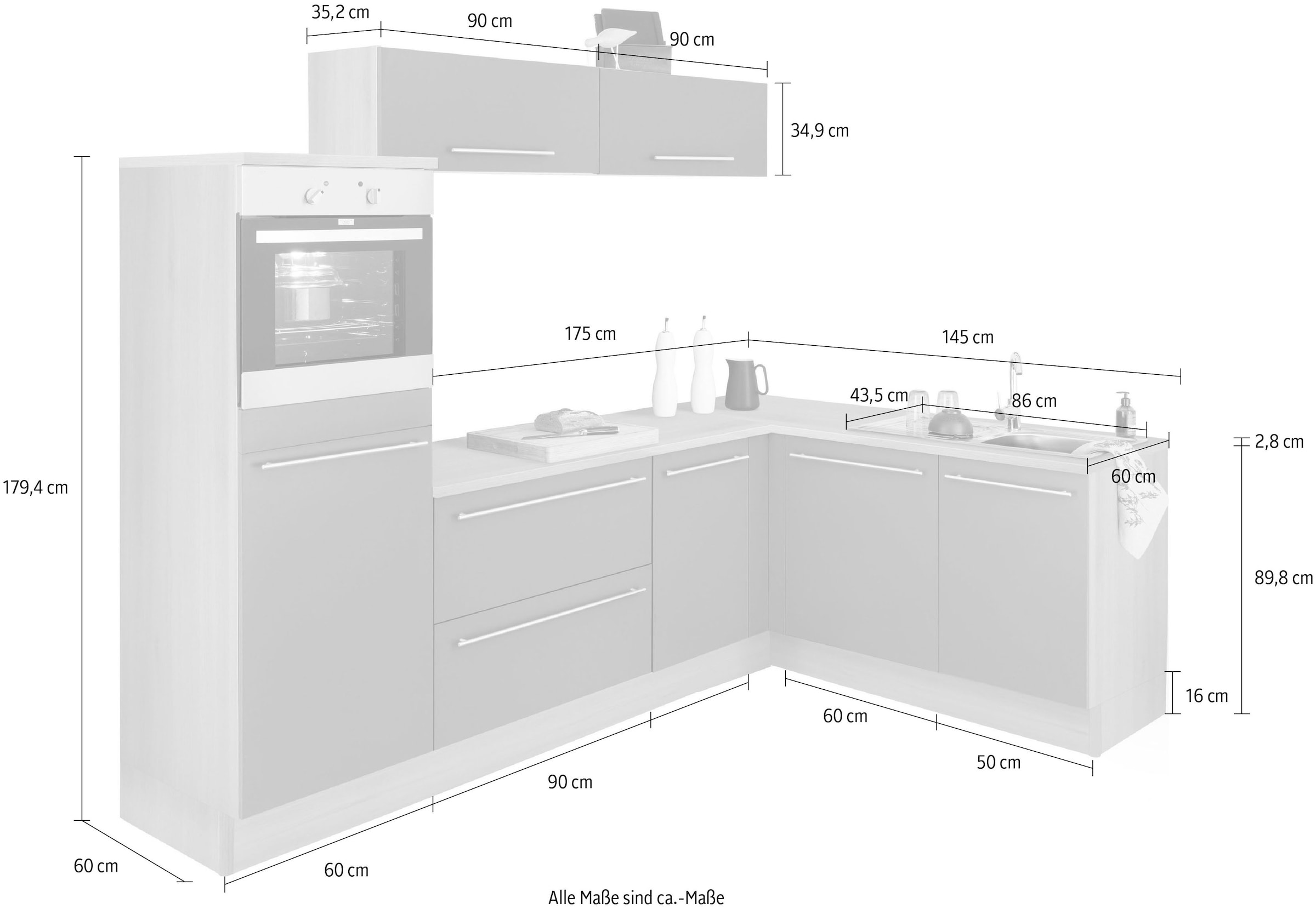 Geräten mit Winkelküche Stellbreite versandkostenfrei »Bern«, cm, OPTIFIT E- ♕ 265x175 wahlweise auf