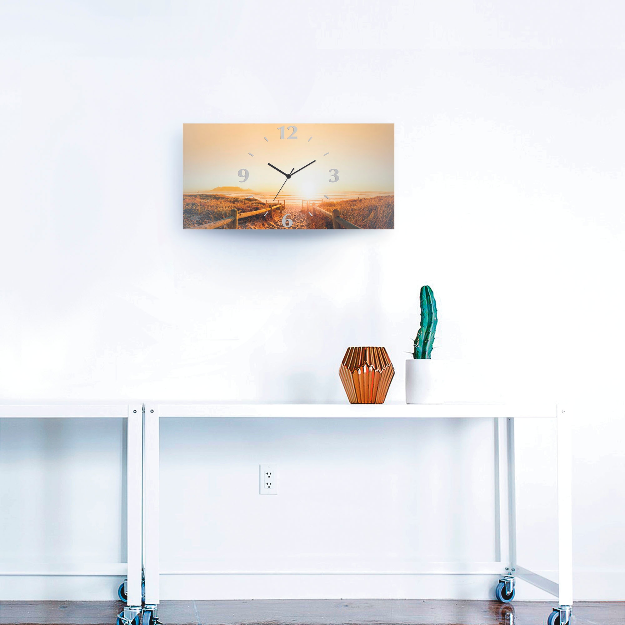 Artland Wanduhr »Sonnenuntergang Panorama Strand«, 3D Optik gebogen, mit Quarz- oder Funkuhrwerk, versch. Grössen