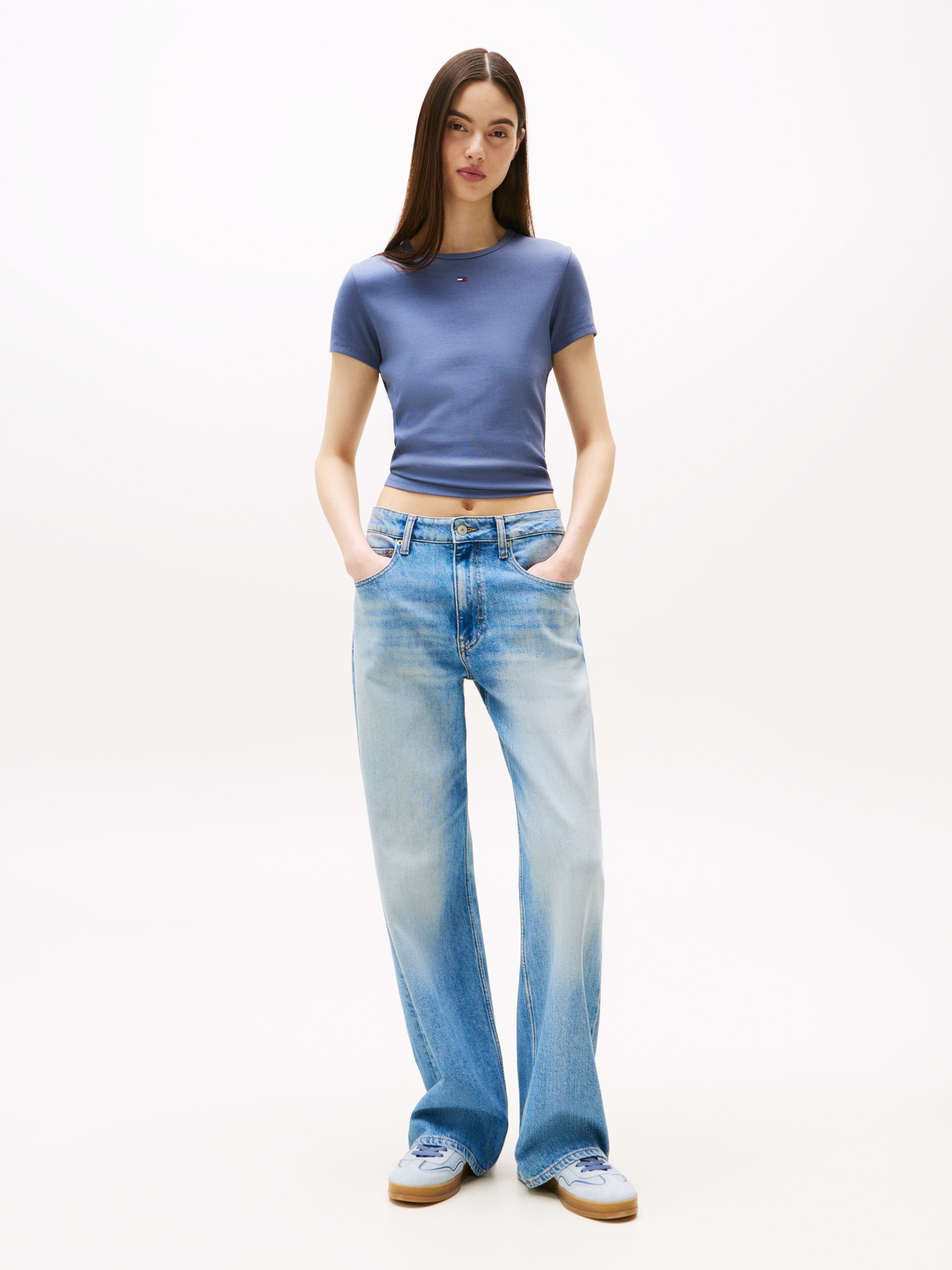 Tommy Jeans Kurzarmshirt »TJW SLIM ESSENTIAL RIB SS EXT«, in gerippter Struktur