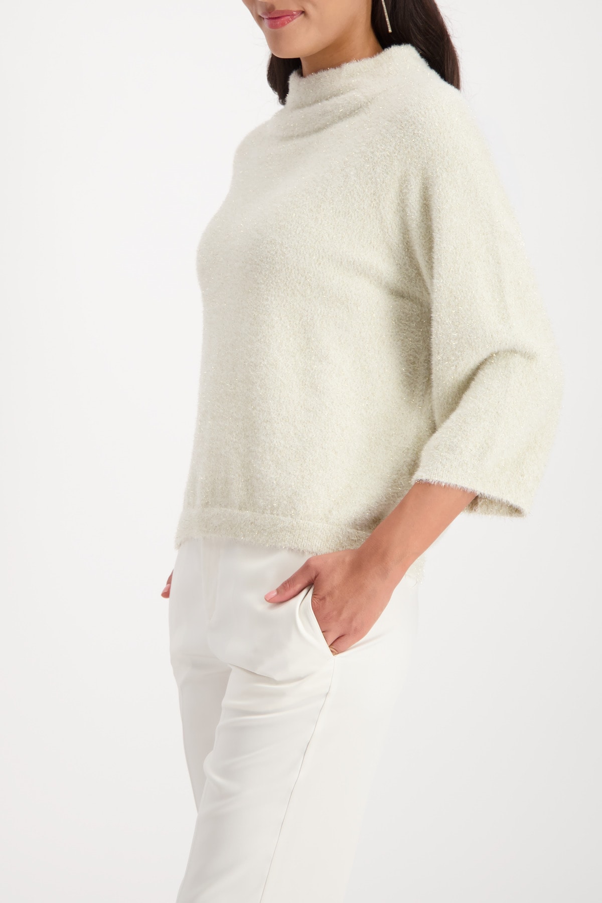 Monari Pull à col montant »Pullover Lurex« Regular fit mit Rundhalsausschnitt