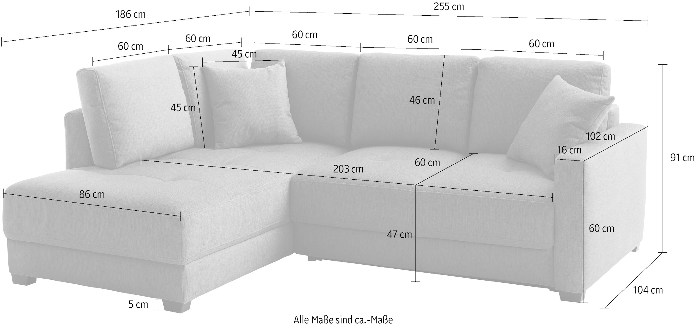 Mr. Couch Ecksofa »Pierre, L-Form mit Taschenfederkern« mit DuraSpring-Taschenfederkern bis 140 kg belastbar