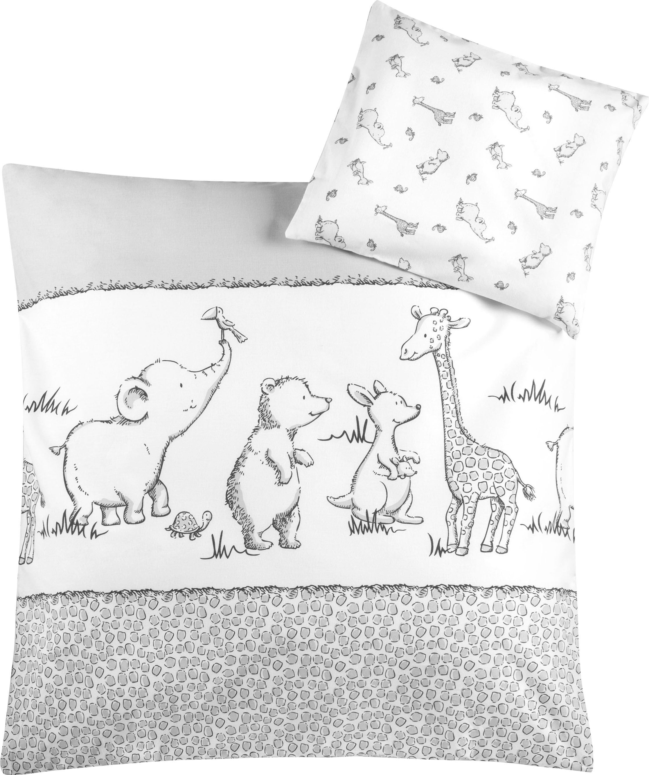 Image of Julius Zöllner Kinderbettwäsche "Safari" 2 Stk. mit unterschiedlichen Tieren
