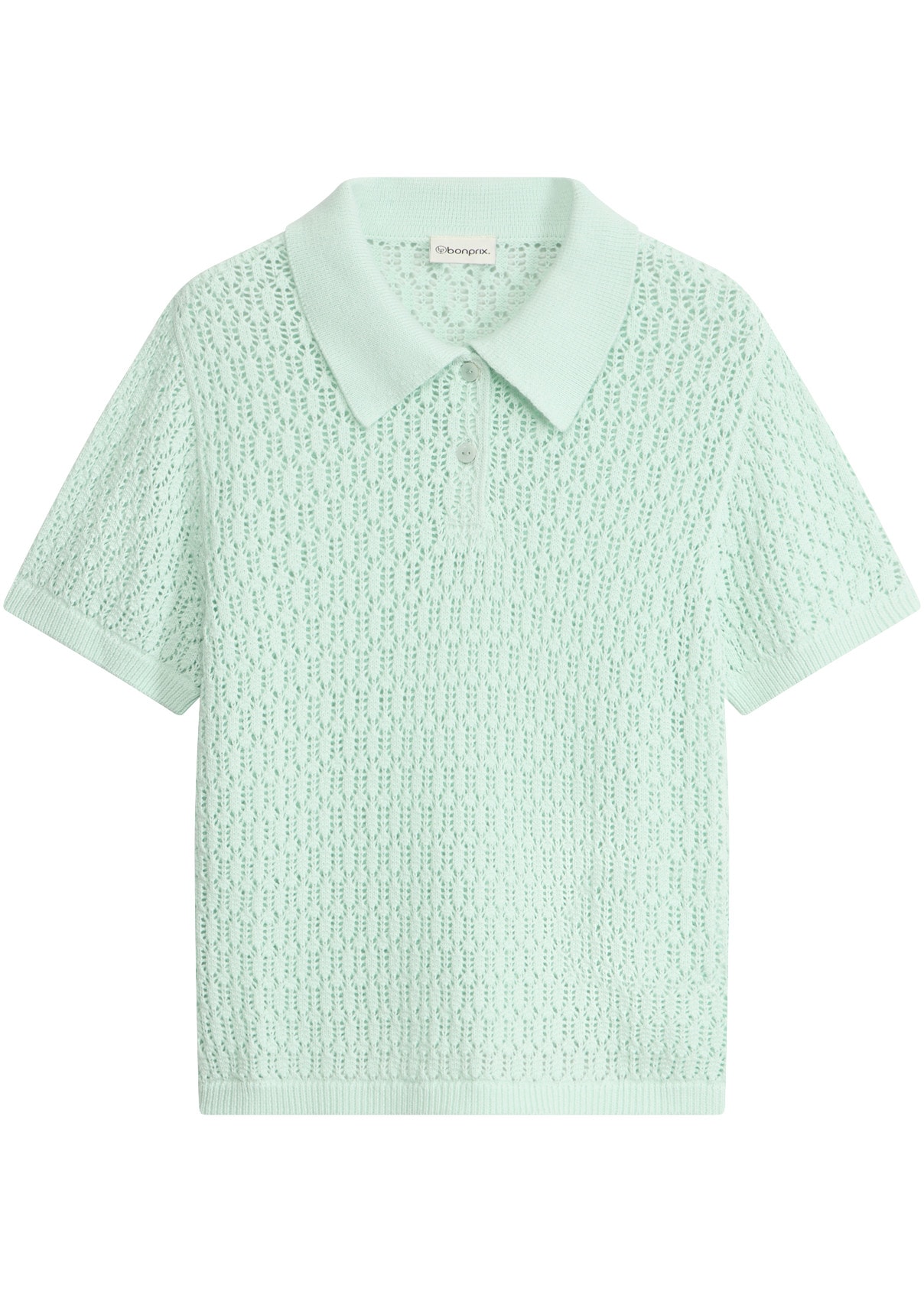 bonprix Pull en tricot en pur coton, coupe confortable, avec motif ajouré au tricot