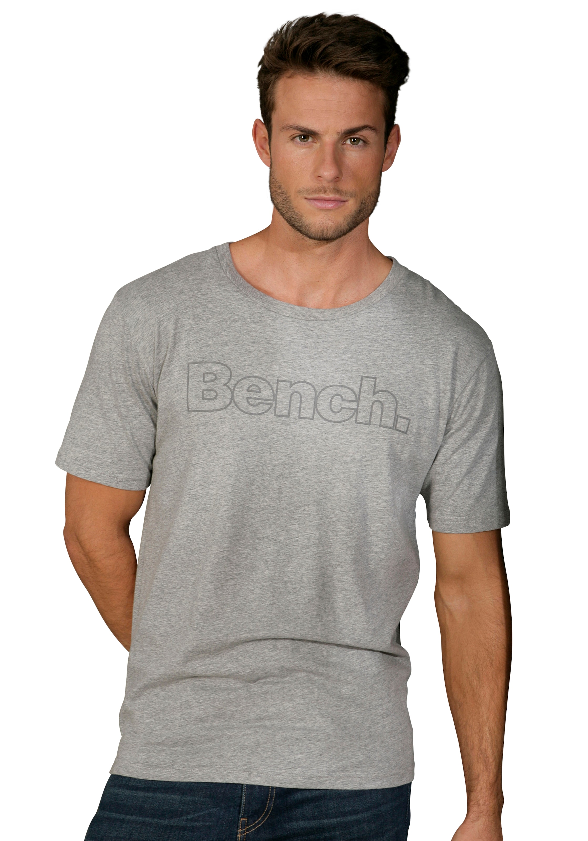 Bench. Loungewear T-Shirt, (2 tlg.), Shirt mit Logoprint, Basicshirt mit Rundhals aus reiner Baumwolle