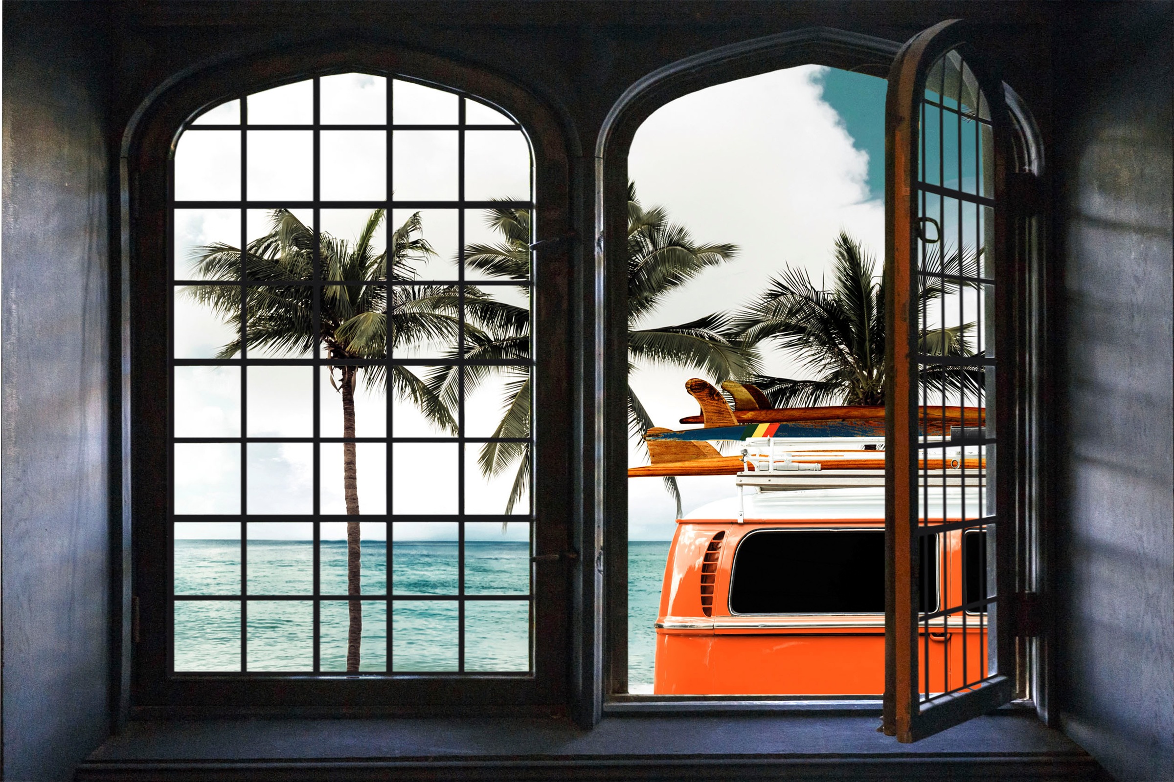 Image of queence Wandsticker "Surf" Wandsticker, Wandbild, selbstklebend, 3D, Fenster