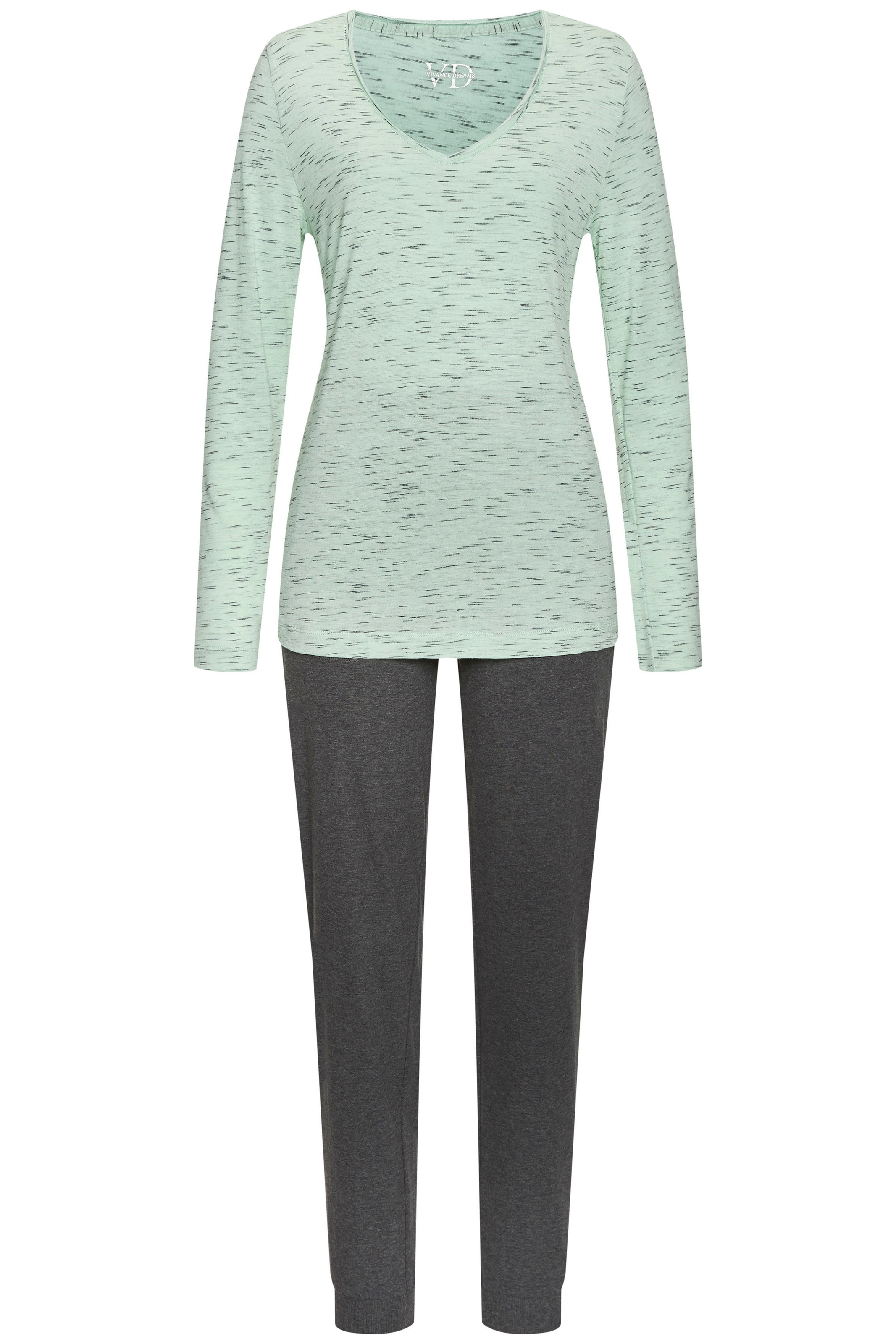 Vivance Dreams Pyjama, (2 tlg.), mit schönem Melangeeffekt