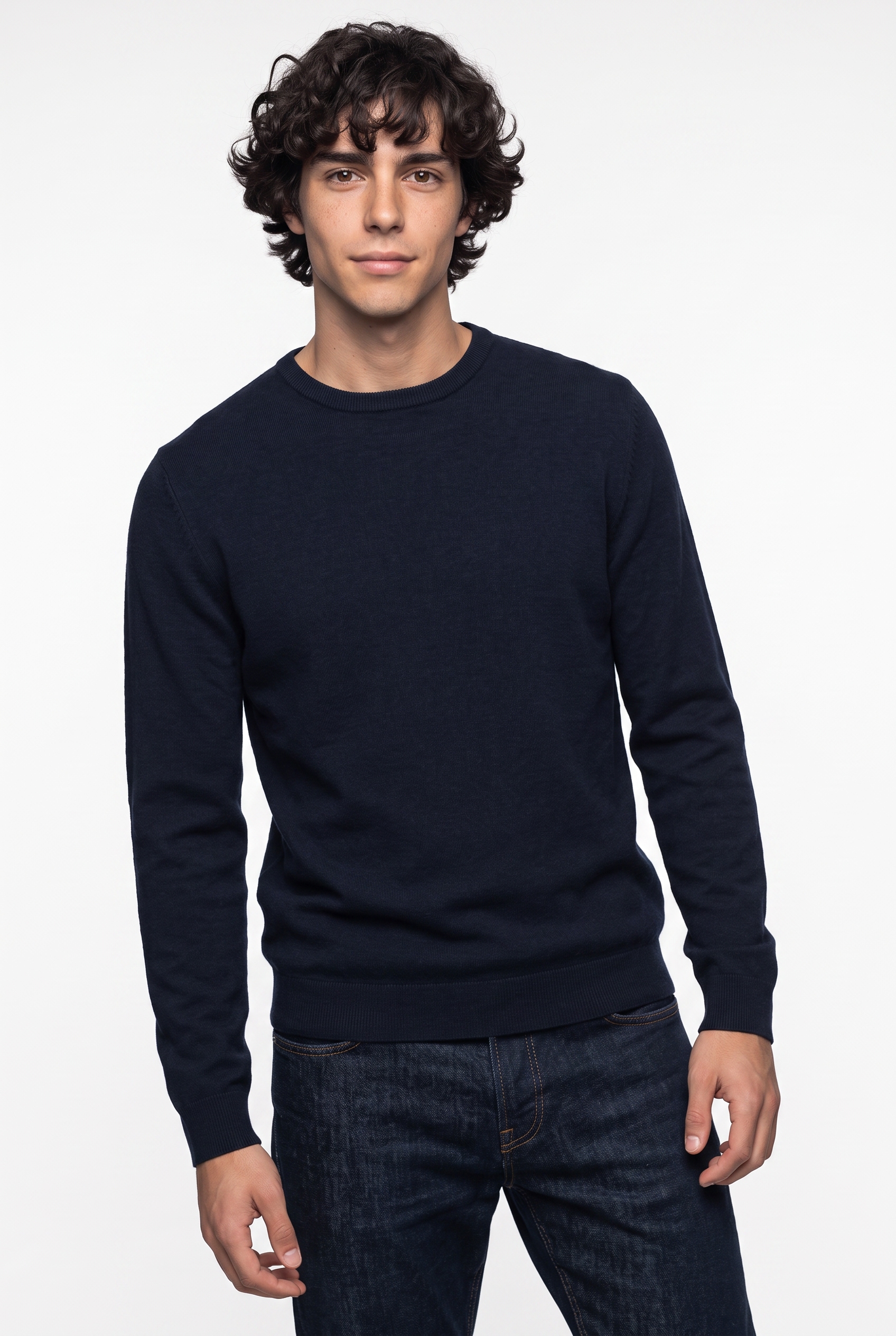 Image of Blend Rundhalspullover "BHBAGGE CREW KNIT" Baumwollmischung, regular fit