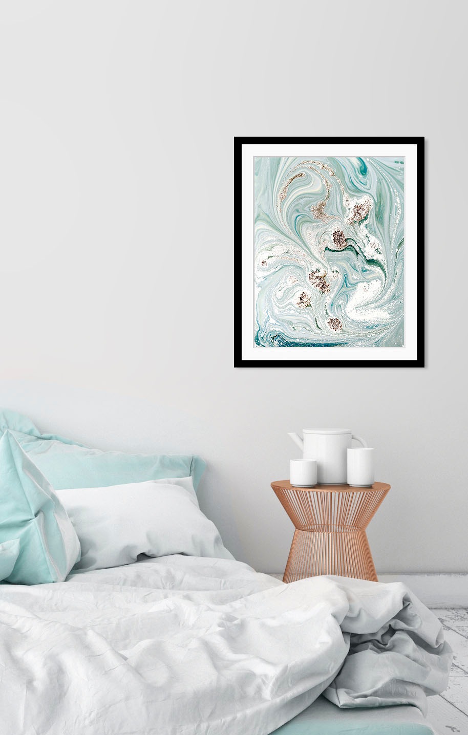 Image of queence Bild "Balou" Abstrakt Marmor 1 Stk. tlg. HD Premium Poster-Druck inkl. Holzrahmen