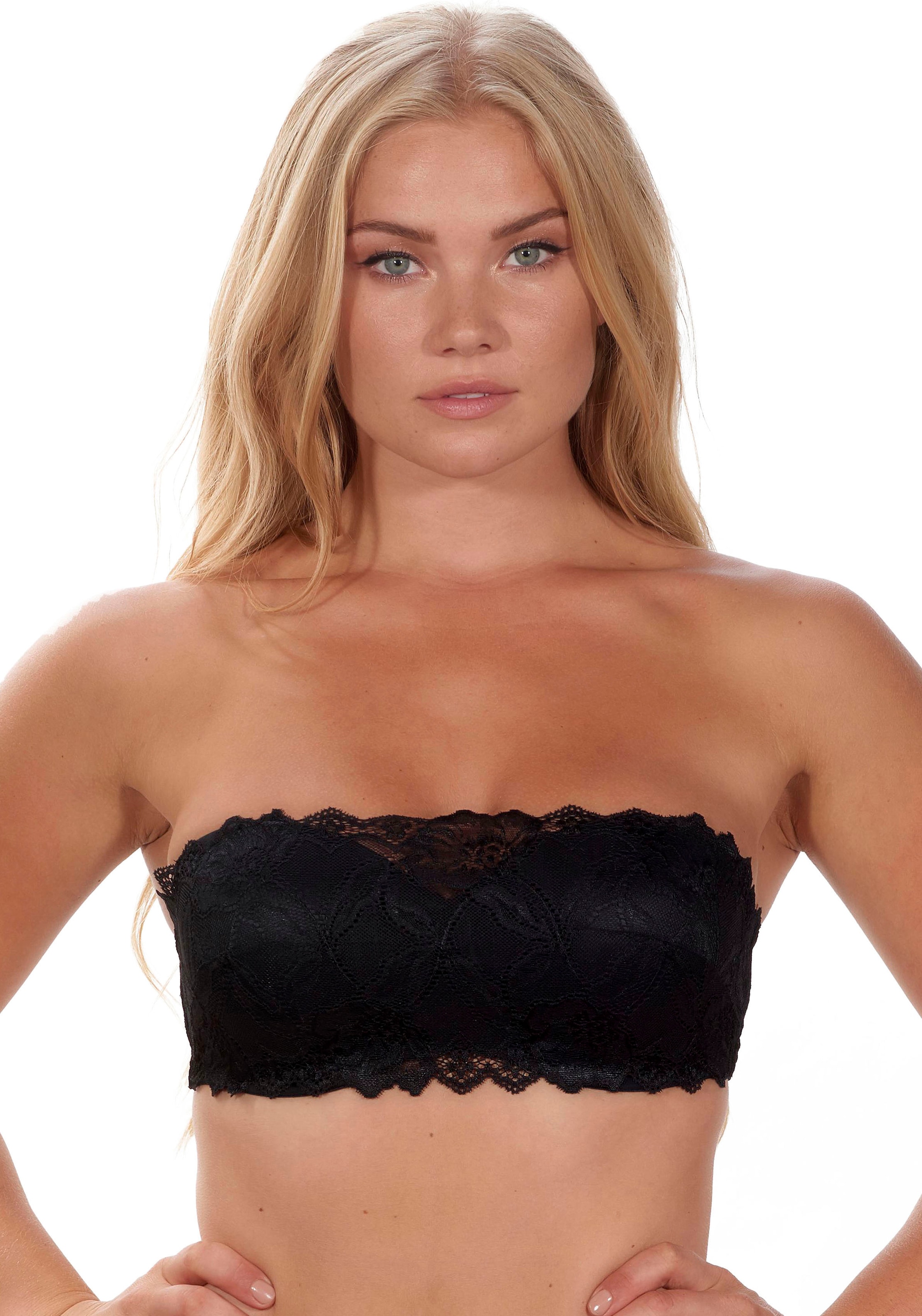 Image of After Eden D-cup & up Bandeau-BH "ANNA" abnehmbare Träger, mit Schale, mit Bügel, mit Spitze, feminin
