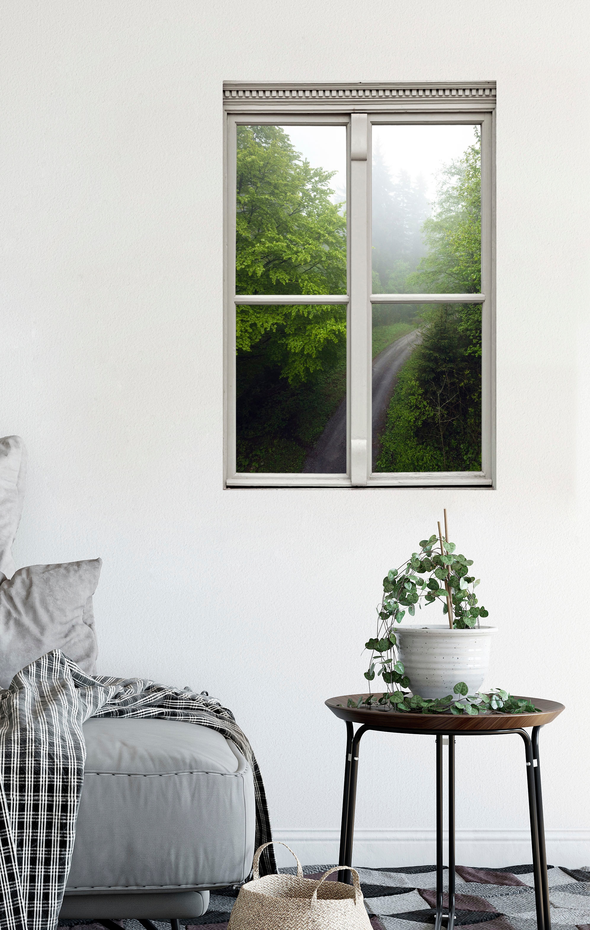 queence Wandsticker »Waldweg«, Wandsticker, Wandbild, selbstklebend, 3D, Fenster