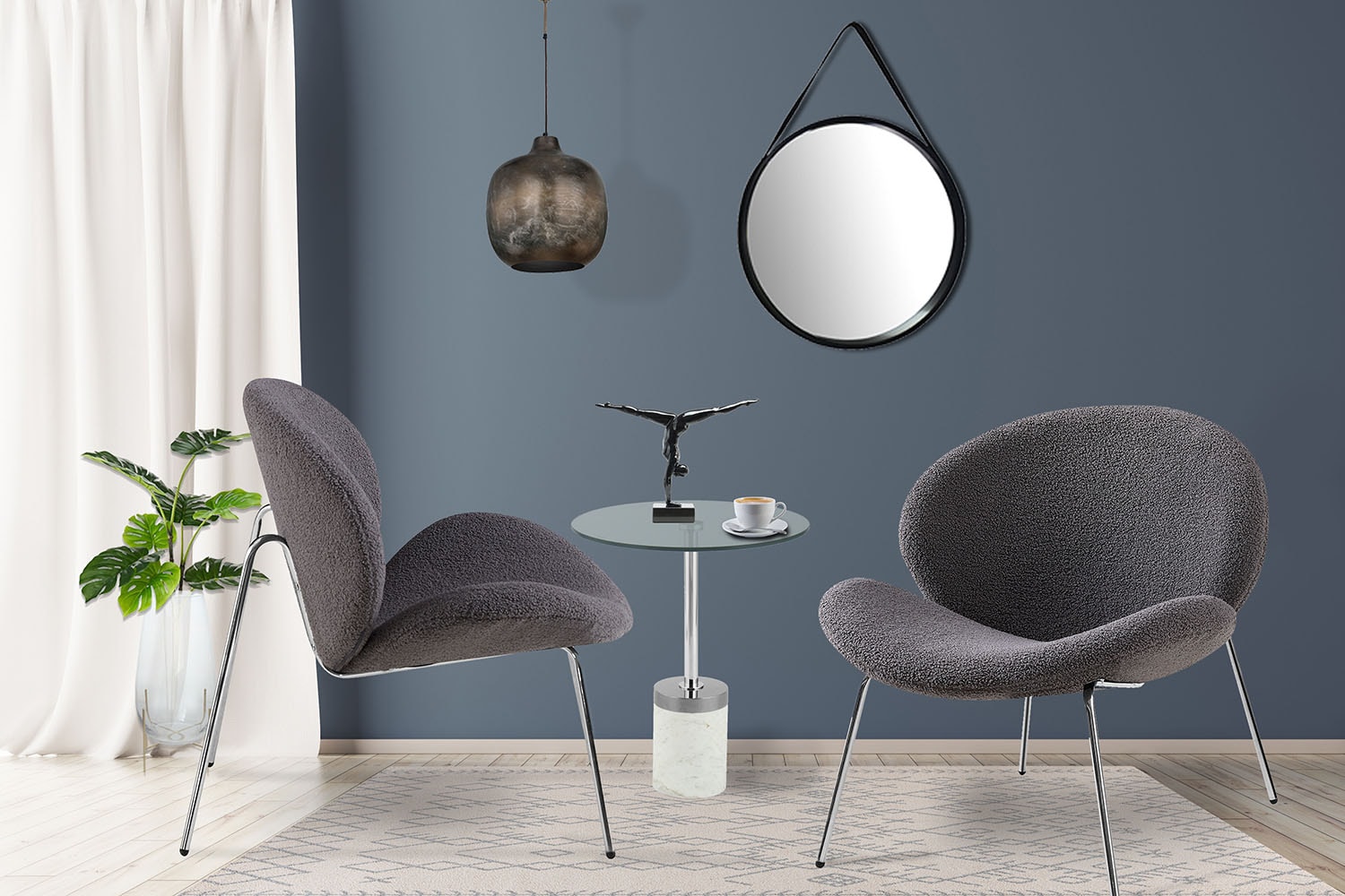 Kayoom Chaise rembourrée »Stuhl Jaden 125 2er-Set, im angesagten Stoff mit dem Kräusel-Effekt« (Set) 2 cuisÄsthetisch minimalistisches Design, Bouclé Stoff, breites Sitzen