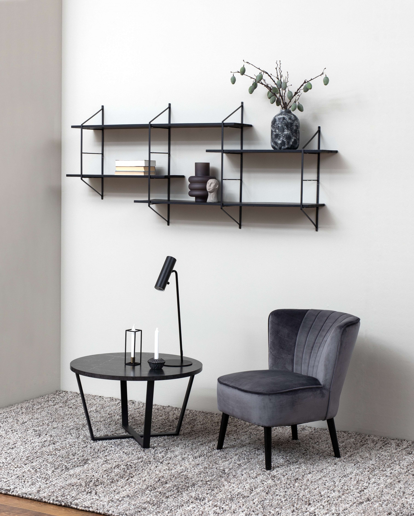 ACTONA GROUP Couchtisch »Amble« 1 Stk. tlg. Couchtisch, Kaffetisch, Beistelltisch, Schwarz, Marmormuster, rund