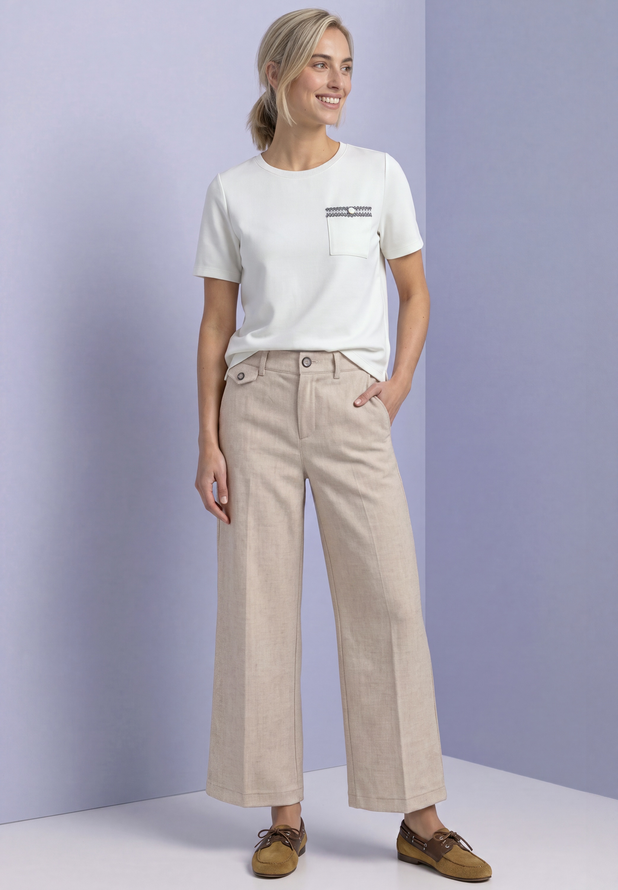 STREET ONE Pantalon en tissu  aspect mélange, longueur raccourcie