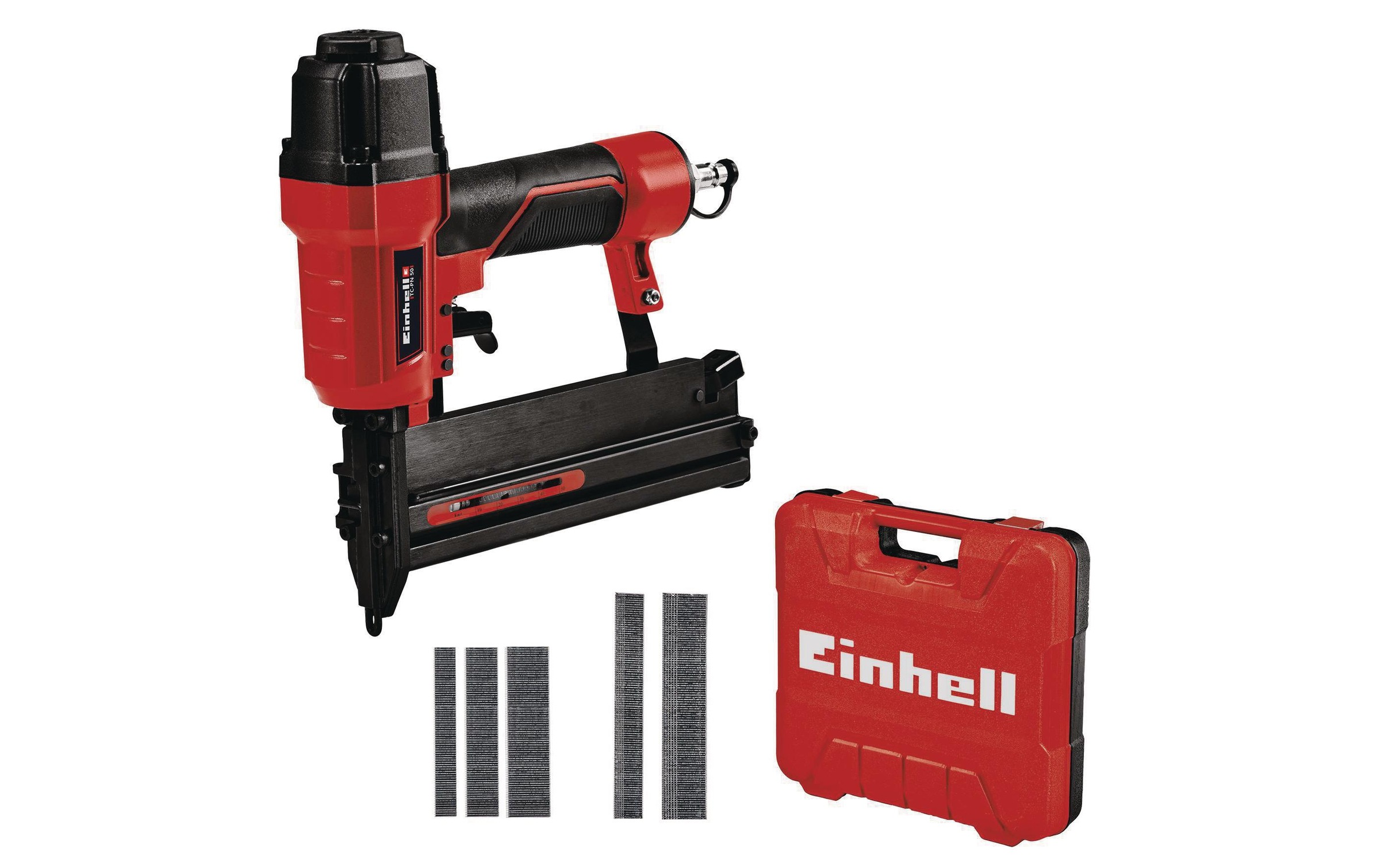 Image of Einhell Druckluft-Tacker »TC-PN 50 2in-1«, (Lieferumfang: Druckluft-Tacker TC-PN 50, 500 Klammer (Länge 16/25/40 mm), 1000 Nägeln (Länge 25/40 mm), Ölfläschche, Stecknippel, 2 Innensechskantschlüssel, Transport- und Aufbewahrungskoffer) bei Ackermann Vers