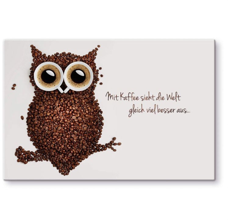 Image of Wall-Art Küchenrückwand »Kaffee Eule mit Spruch die Welt«, (1 tlg.) bei Ackermann Versand Schweiz