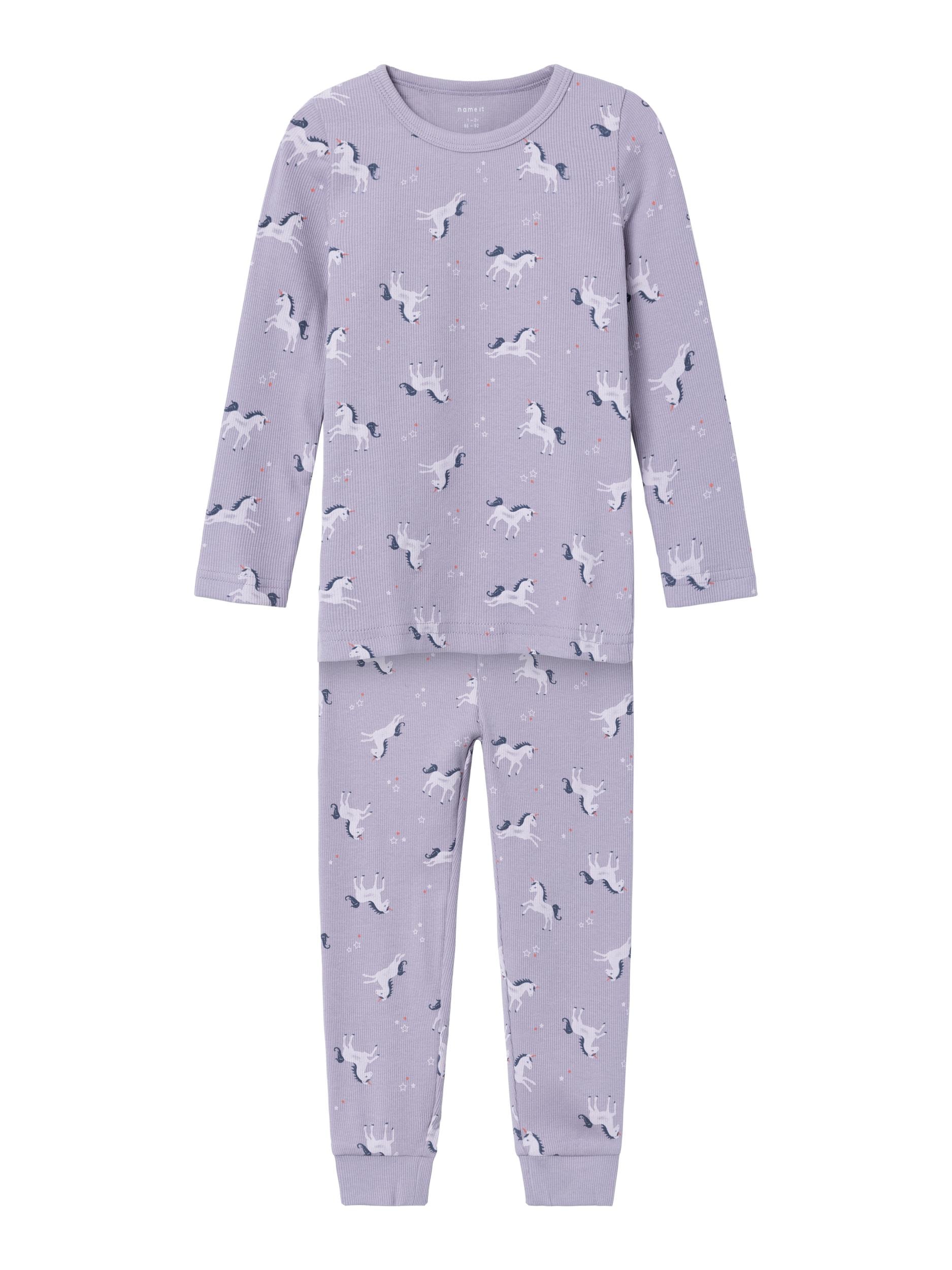 Name It Schlafanzug »NMFNIGHTSET LAVENDER UNICORN RIB NOOS«, (Set, 2 tlg.)