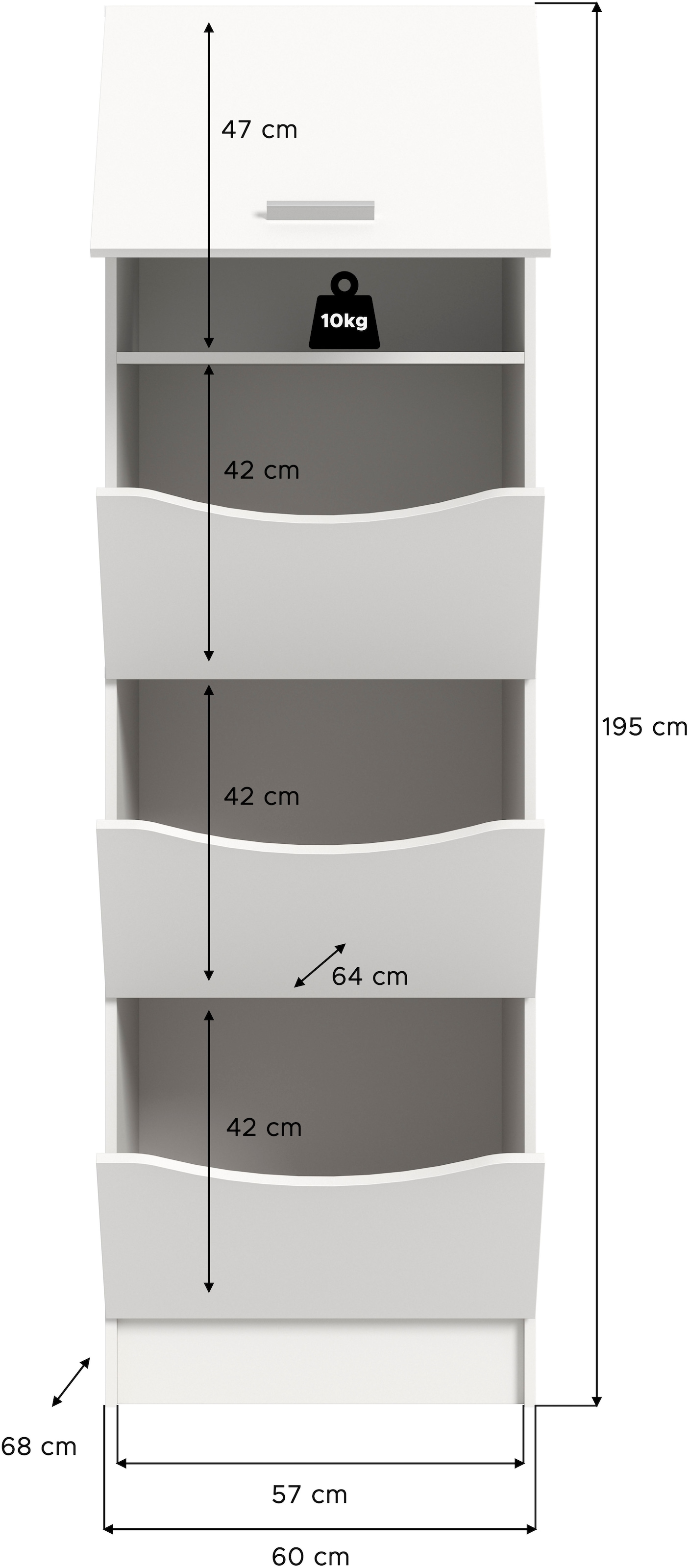 welltime Wäscheschrank »FALAS, TOPSELLER!, Höhe 195 cm, 4 Klappen, Wäscheorganizer« in verschiedenen Farben erhältlich, 1 Stk. tlg. Universalschrank, Mehrzweckschrank, Badezimmer, Hauswirtschaftsschrank