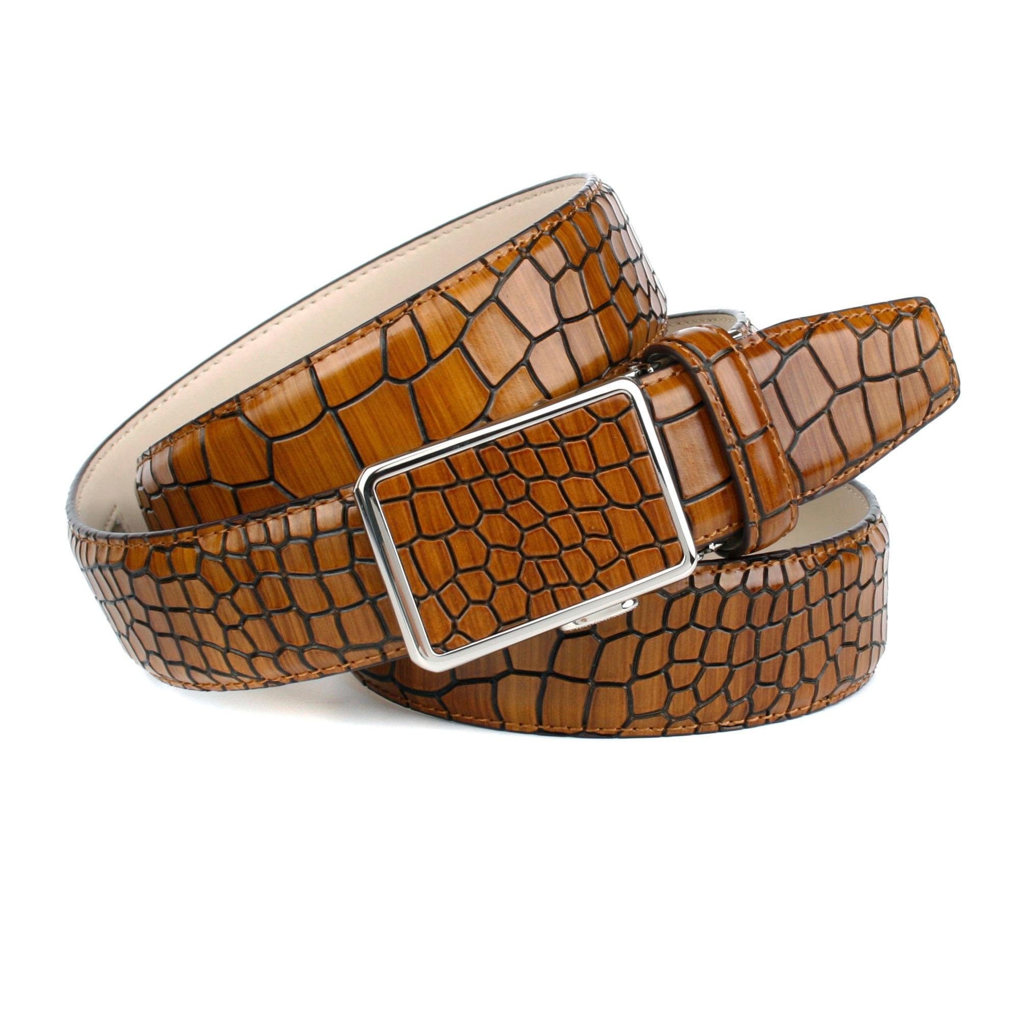 Image of Anthoni Crown Ledergürtel, mit Reptilienmuster in Cognac bei Ackermann Versand Schweiz