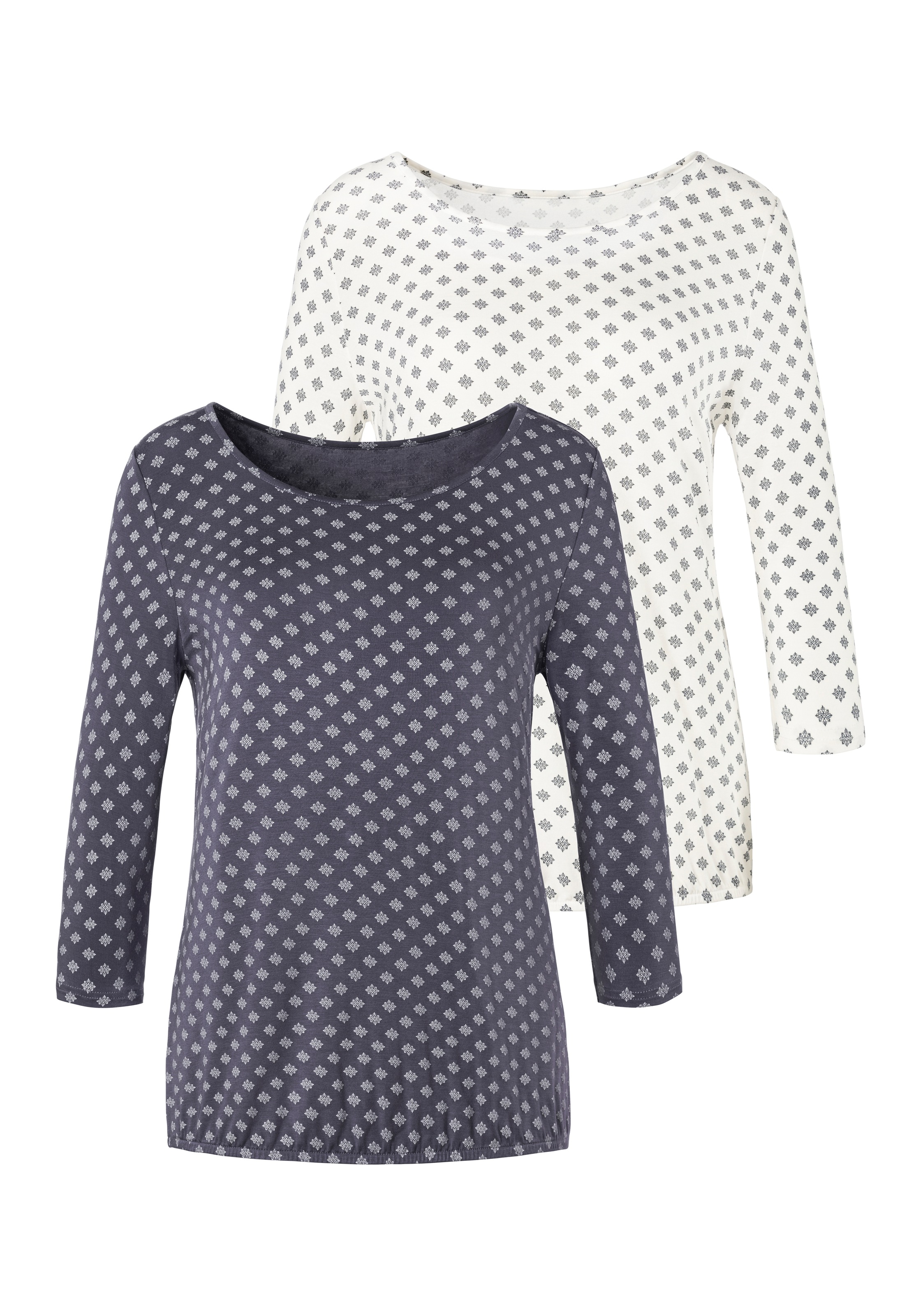 Image of LASCANA 3/4-Arm-Shirt, (2er-Pack), mit elastischem Saum bei Ackermann Versand Schweiz