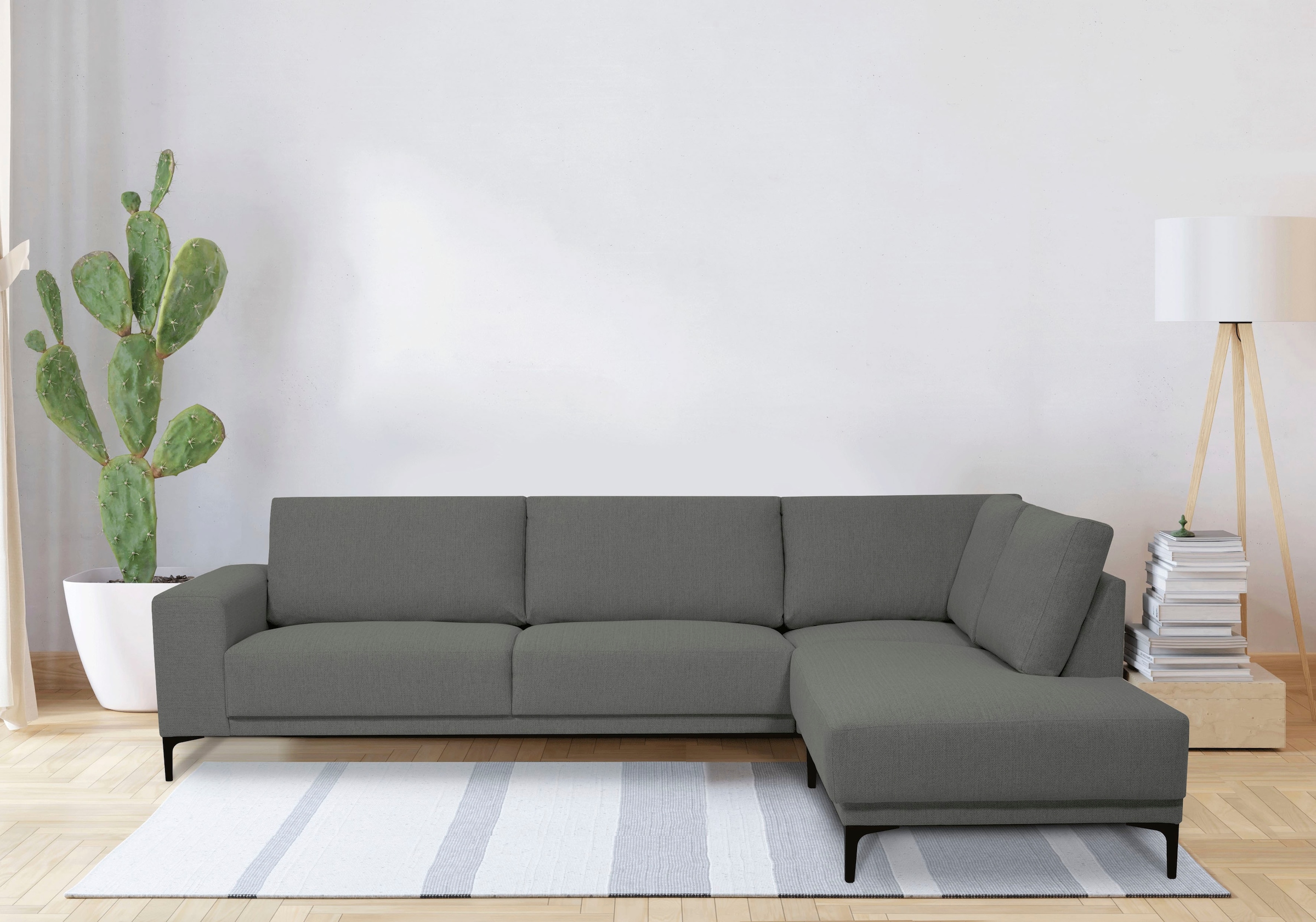 Ecksofa »Xander, L-Form,«, Breite 289 cm, Webstoff, Soft-Touch Chenille, schwarze...