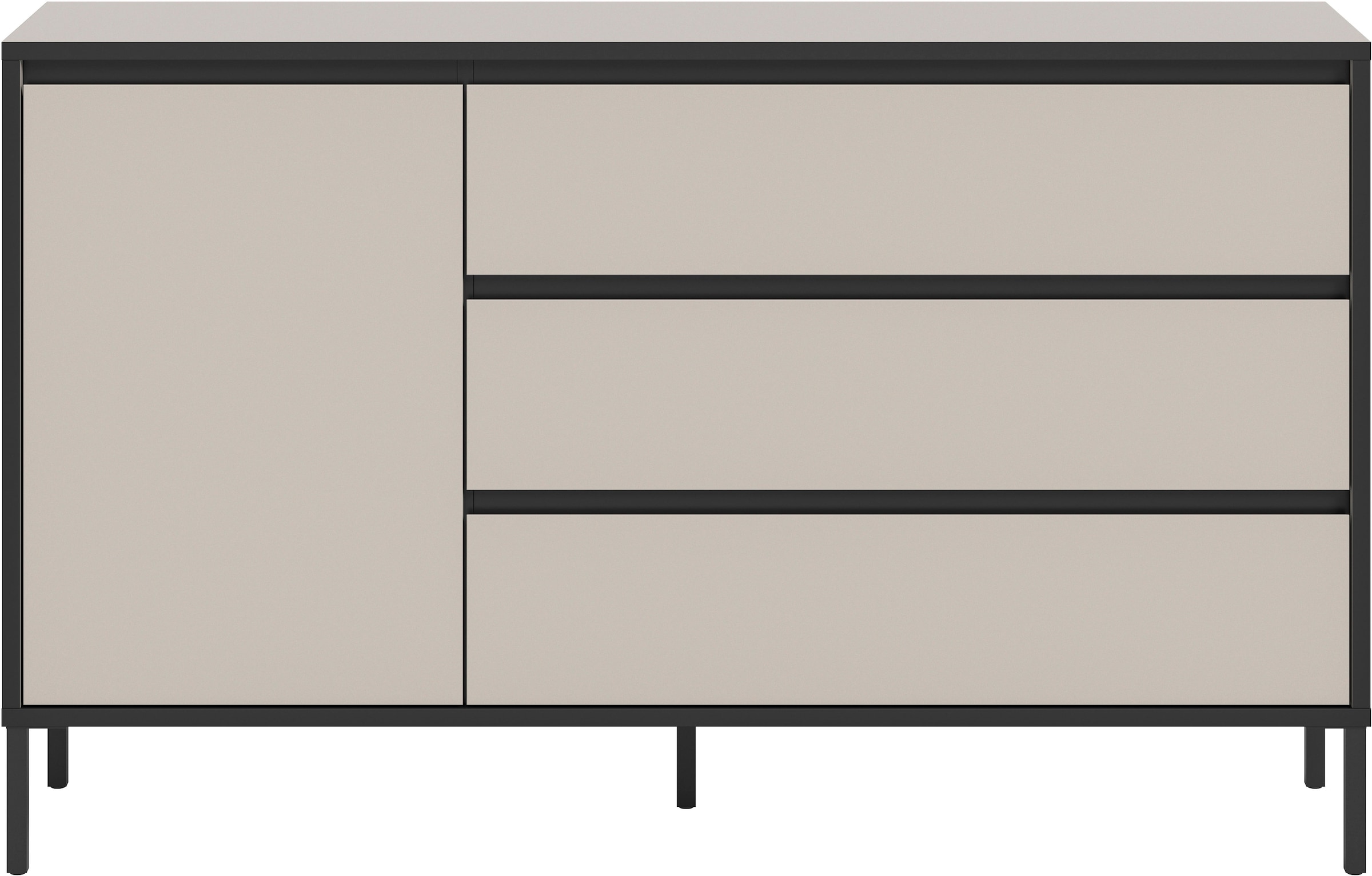 Home affaire Sideboard »NORT, Breite: 136cm, mit Metall Stabfuss, 1 Tür, 3 Schubkästen« Anrichte, Kommode, Schrank, Board, Higboard