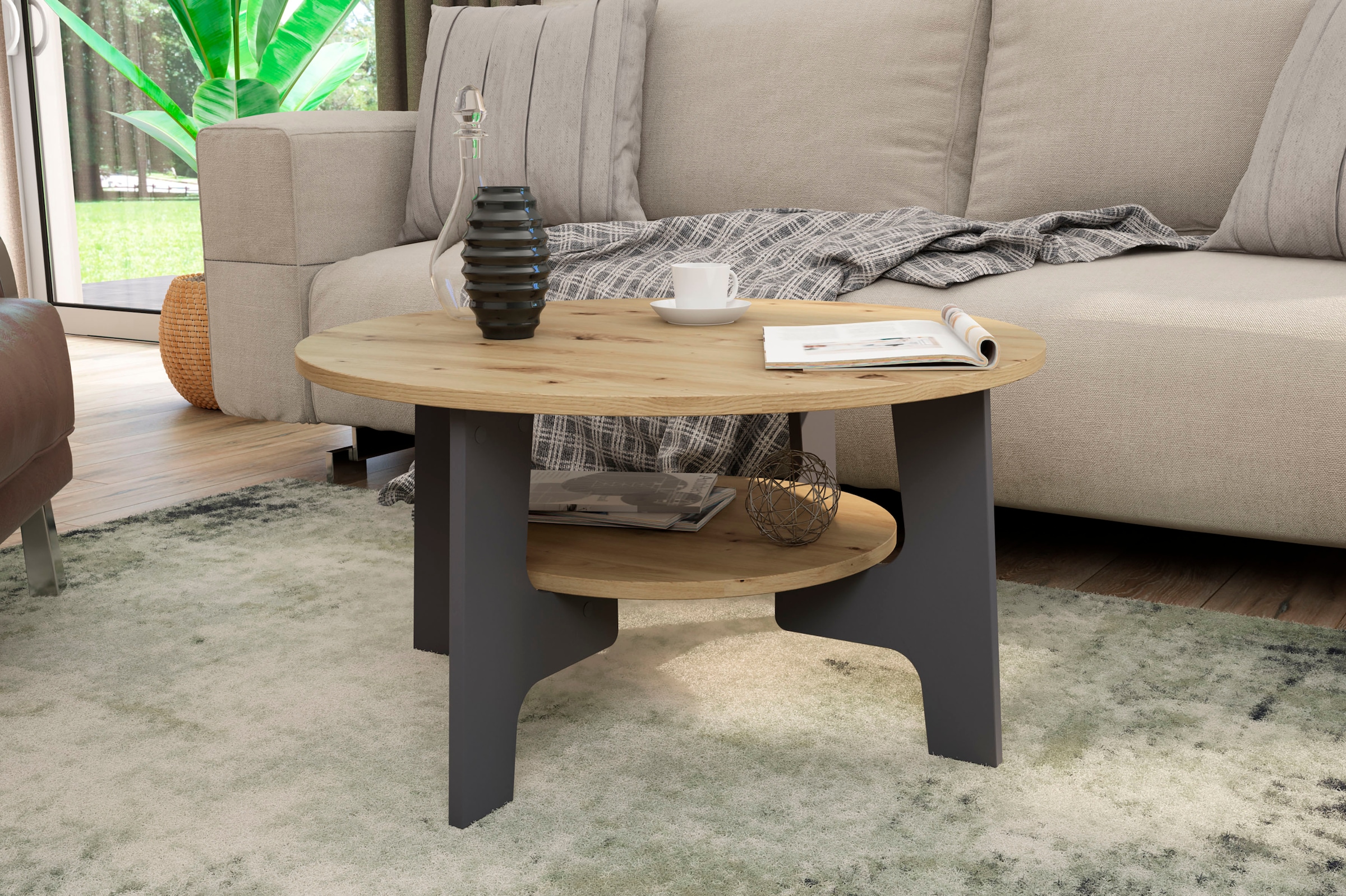 byLIVING Couchtisch »JONNY« Artisan Eiche, Old Wood oder weiss, Ablageboden