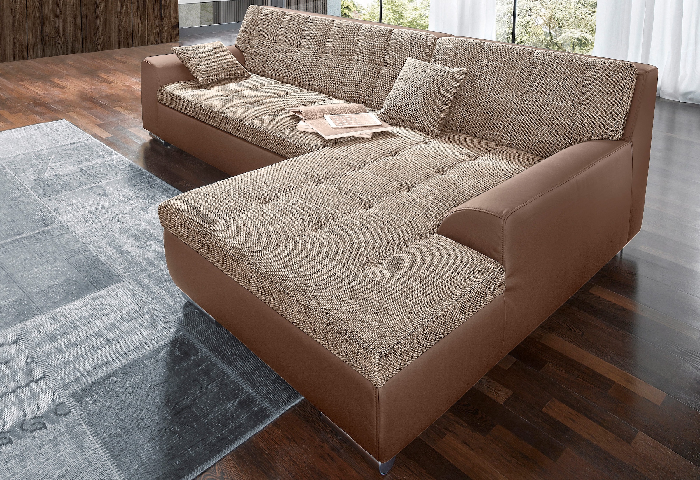 DOMO collection Ecksofa Treviso, wahlweise mit Bettfunktion, incl. Zierkissen