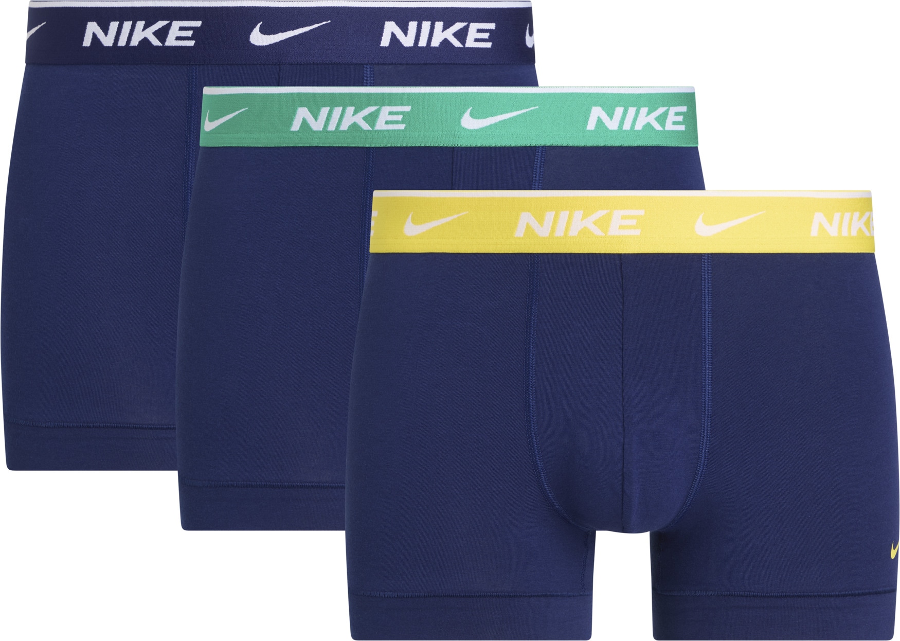 NIKE Underwear Tronc »TRUNK 3PK« Paquet, 3er, 3 cuis mit farbigem NIKE Logo-Elastikbund