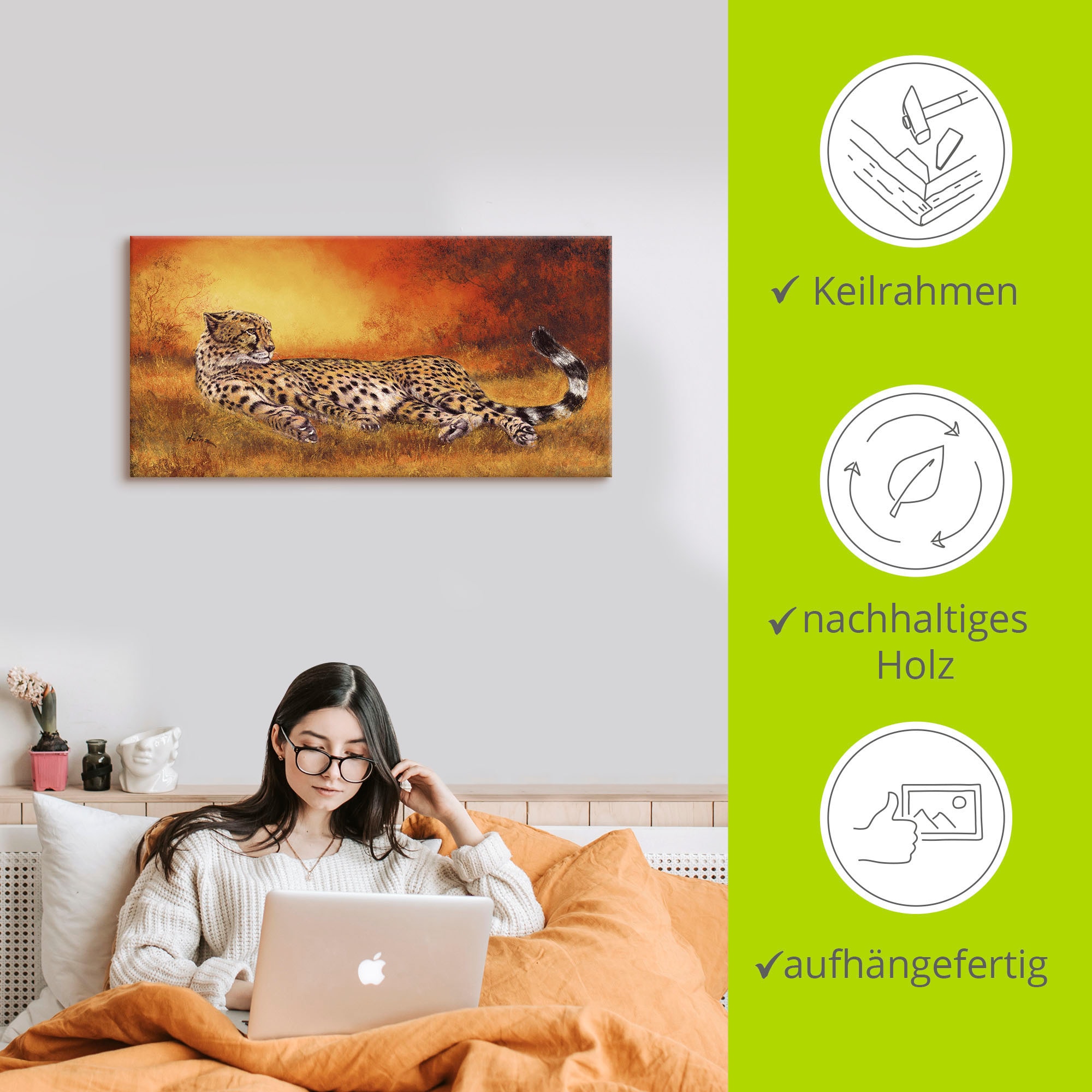 Artland Wandbild »Gepard«, Geparden Bilder, (1 St.), als Alubild, Outdoorbild, Leinwandbild, Poster, Wandaufkleber