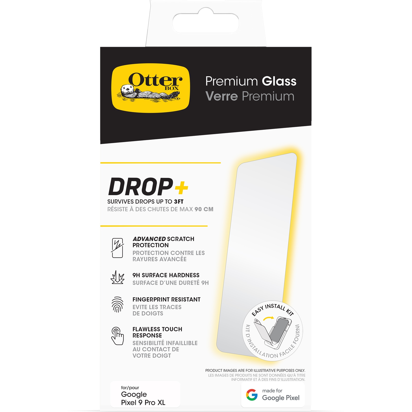 Otterbox Displayschutzglas »Premium Glass«, für Google Pixel 9 Pro XL, Displayschutzfolie, Schutzfolie, Bildschirmschutz, kratz- & stossfest