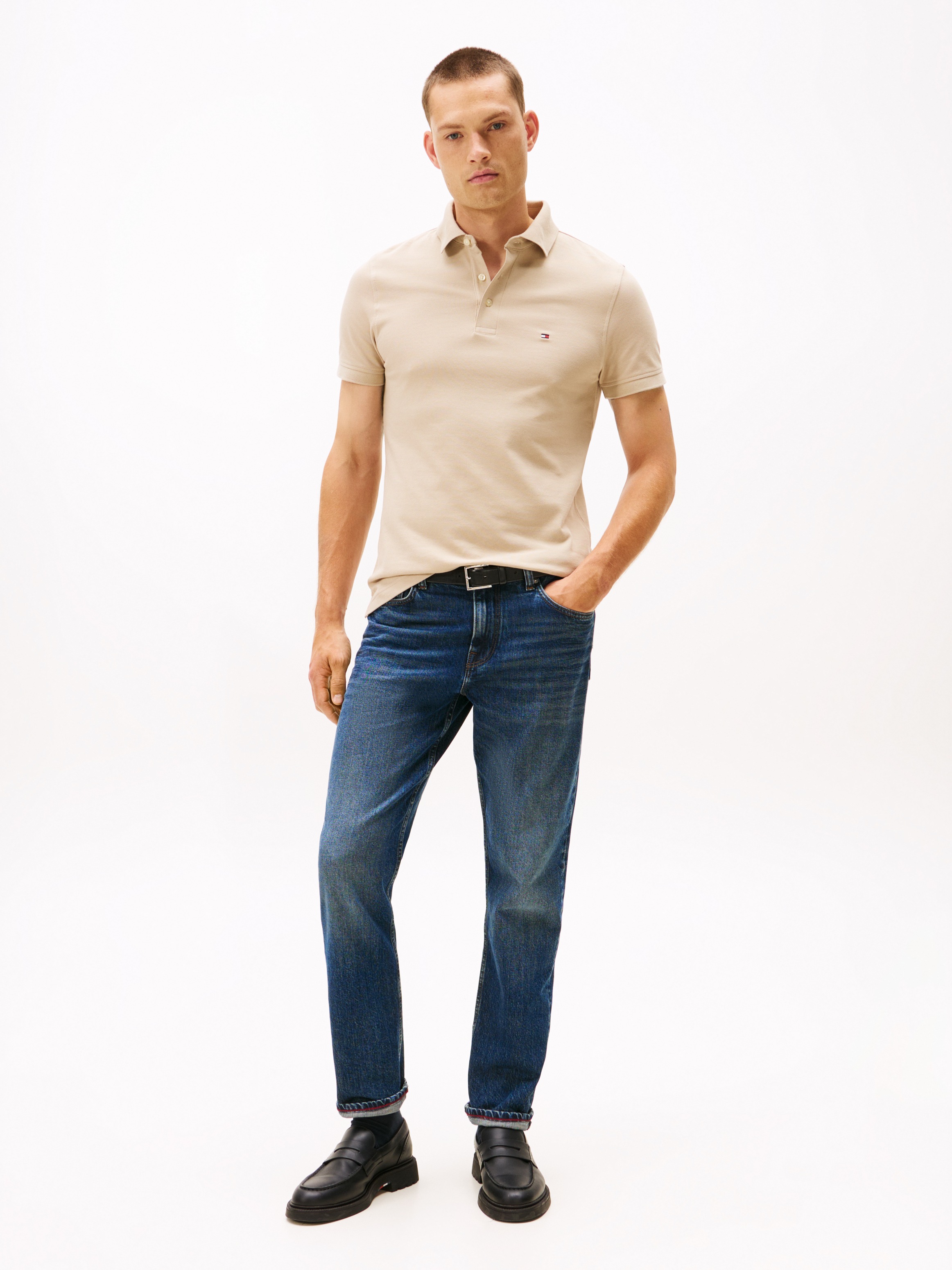 Tommy Hilfiger Poloshirt »1985 SLIM POLO mit Stickerei und Piqué-Qualität«, unifarben, casual, slim fit, Baumwollmix, Polokragen
