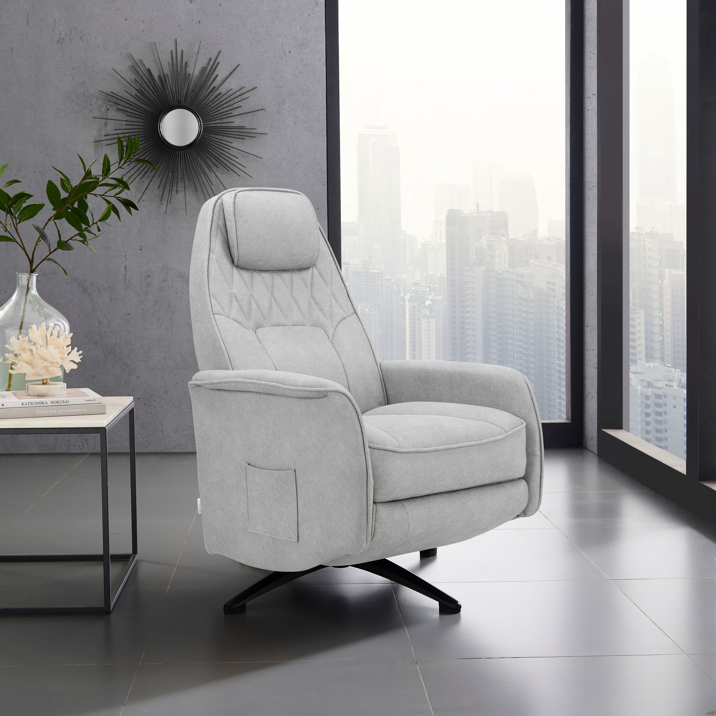 Image of Places of Style Relaxsessel »Seabrook«, mit manueller Relaxfunktion, integrierte Fussstütze, Drehfunktion, schwarzes Metallgestell, in verschiedenen Farbvarianten erhältlich, Sitzhöhe 51 cm bei Ackermann Versand Schweiz