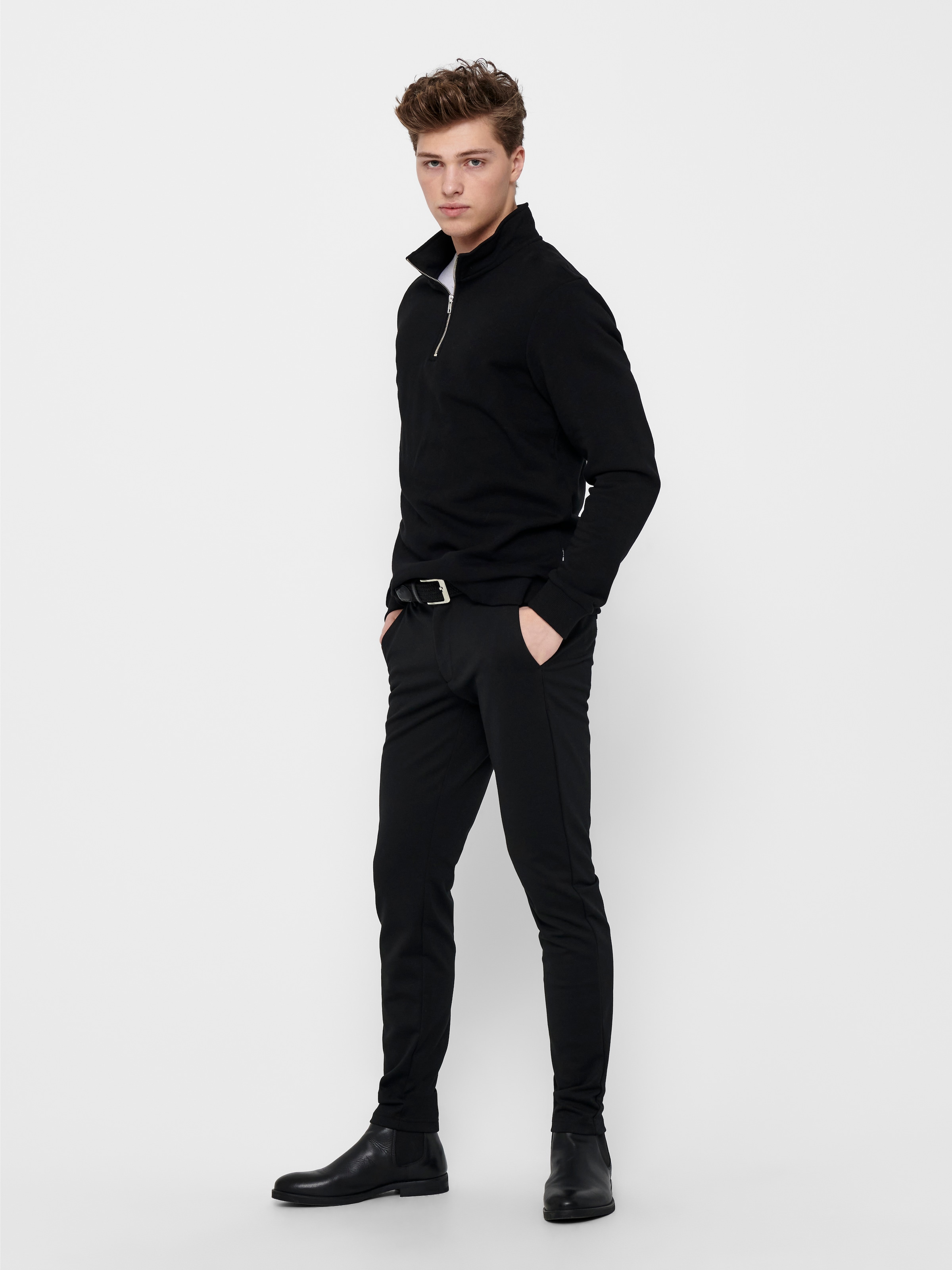 ONLY & SONS Sweat-shirt »ONSCERES HALF ZIP SWEAT«, mélange coton, coupe régulière
