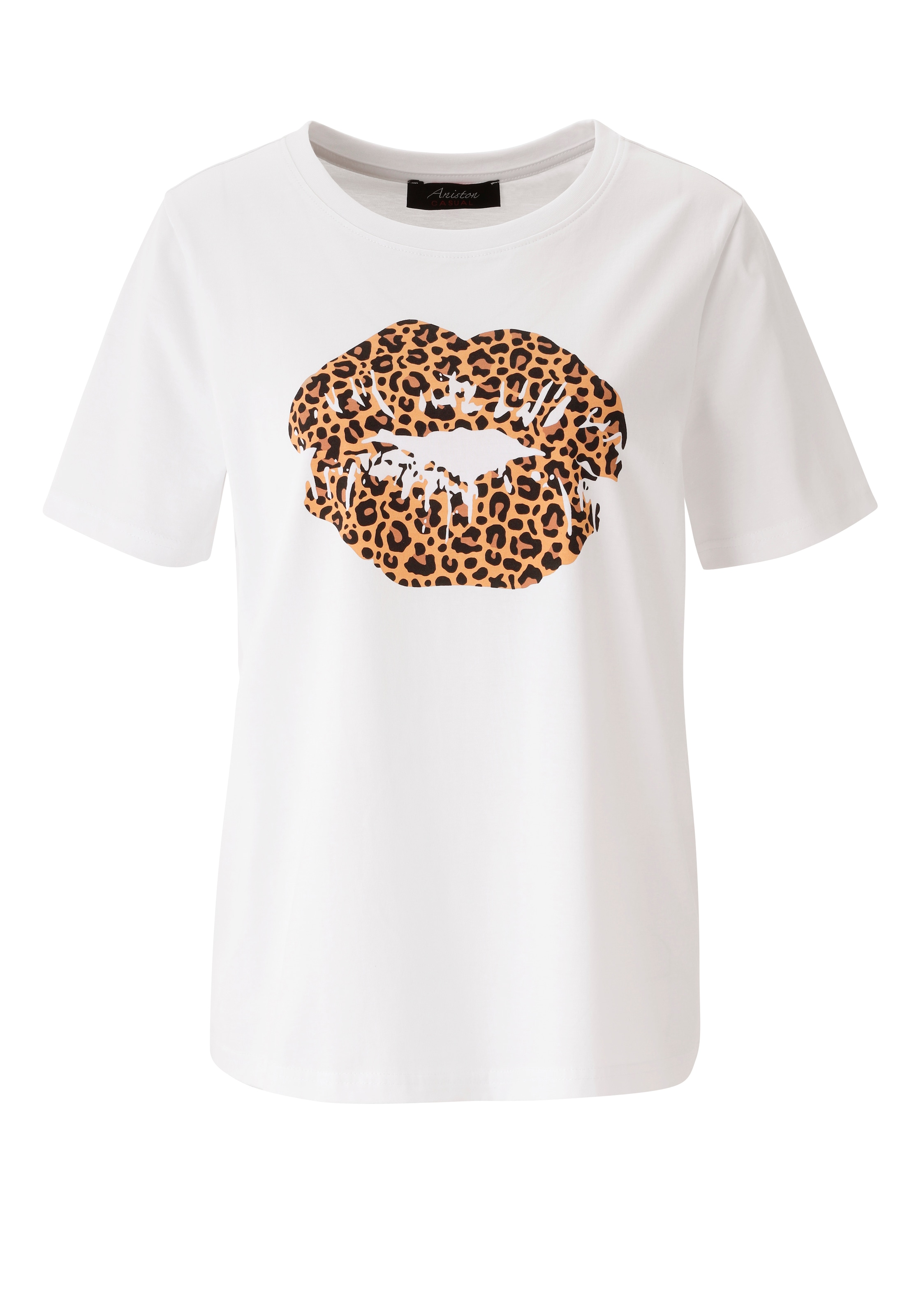 Aniston CASUAL T-Shirt mit extravaganten Lippen im Animal-Print