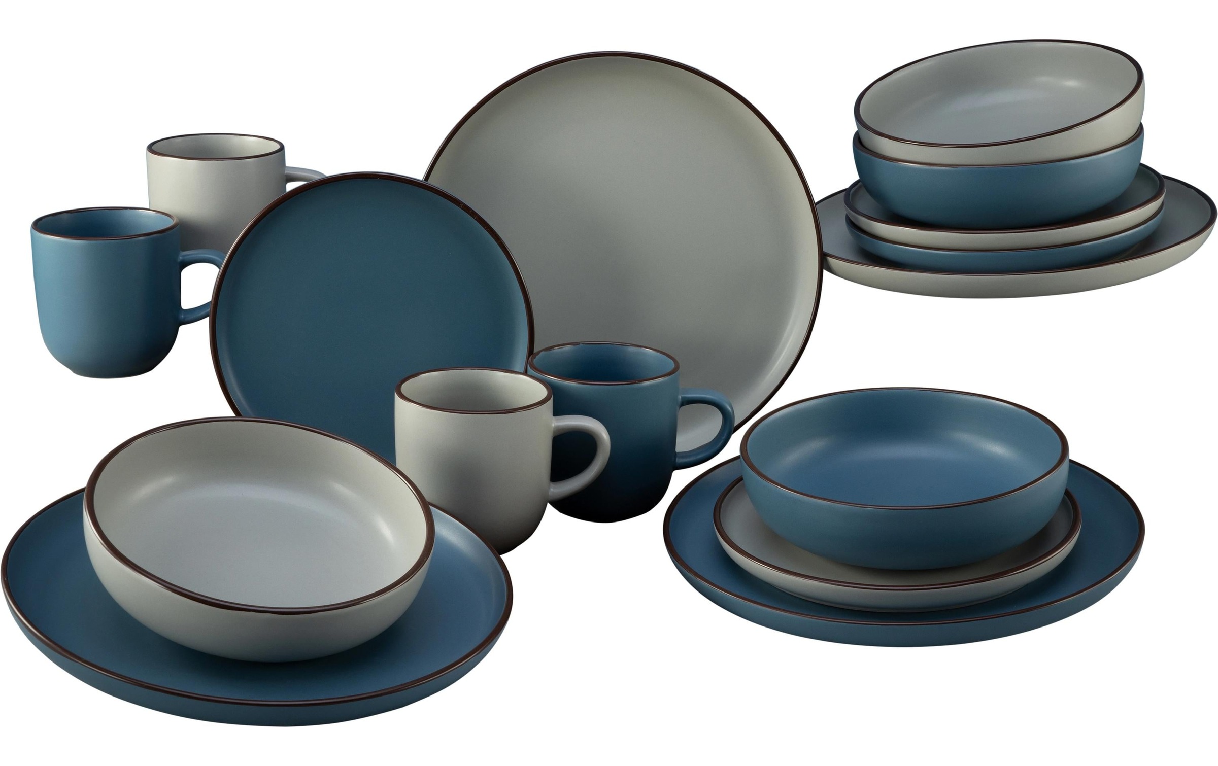 Image of CreaTable Kombiservice "Teller-Set Blau/Grau"