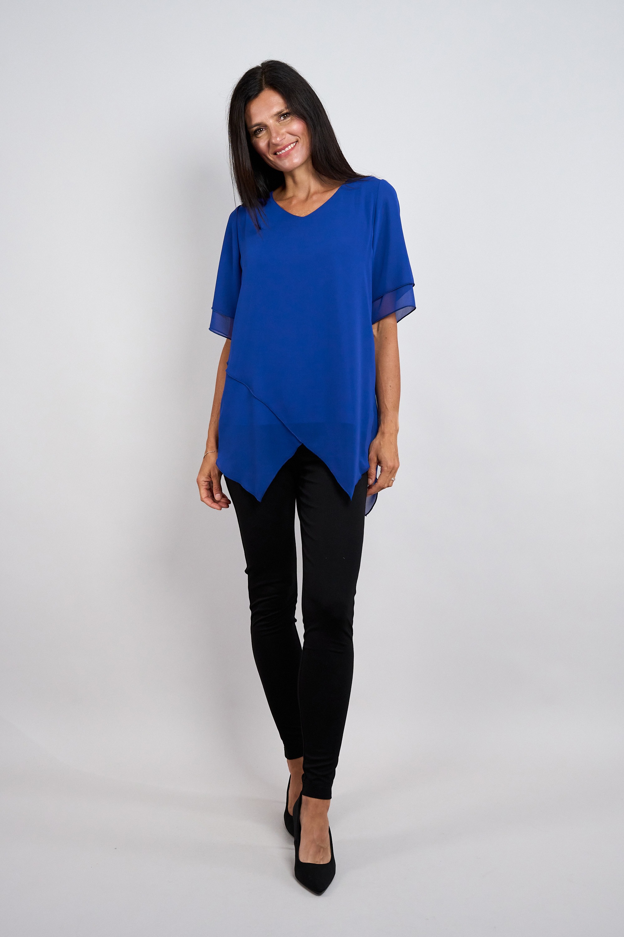 Seidel Moden Blouse à manches courtes style superposition / encolure en V arrondie / FABRIQUÉ EN ALLEMAGNE