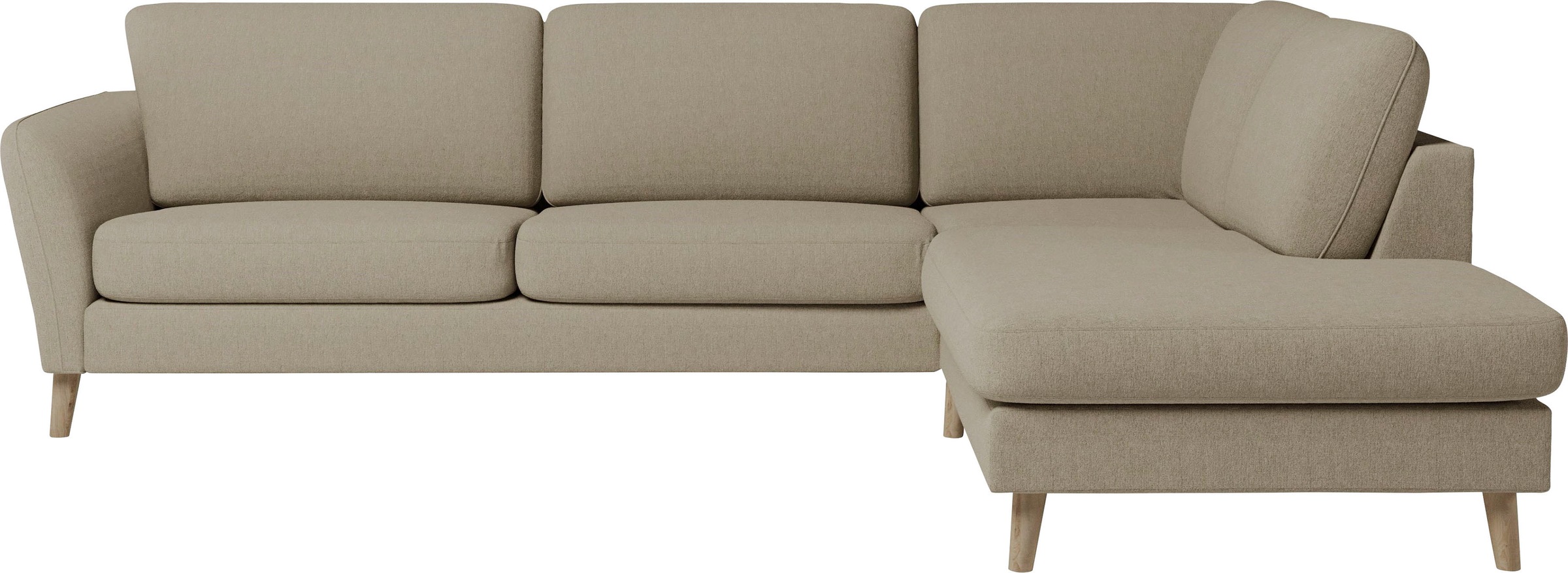 Home affaire Ecksofa »MARSEILLE 278/202 cm, L-Form, Ottom. rechts/links, verschiedene Bezüge«, Massivholzbeine Eiche, Landhausstil, Wellenunterfederung