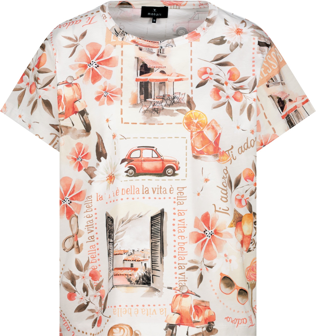 Monari T-shirt »Shirt Italydruck Allover« Regular fit mit Italienprint