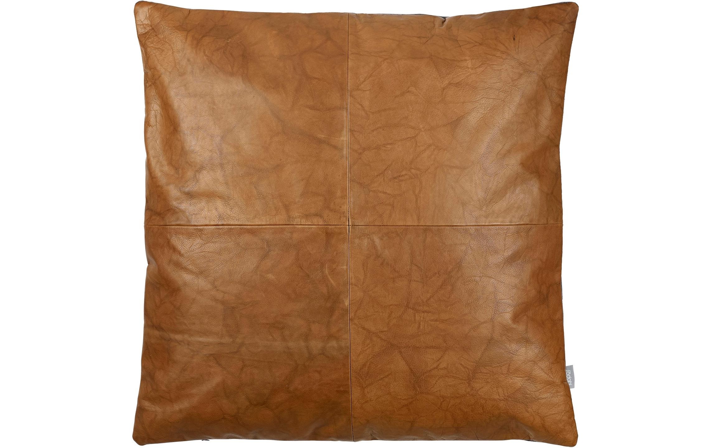 Image of Södahl Dekokissen "Leder Lodge, 60 x 60 cm, Black / Tobacco"